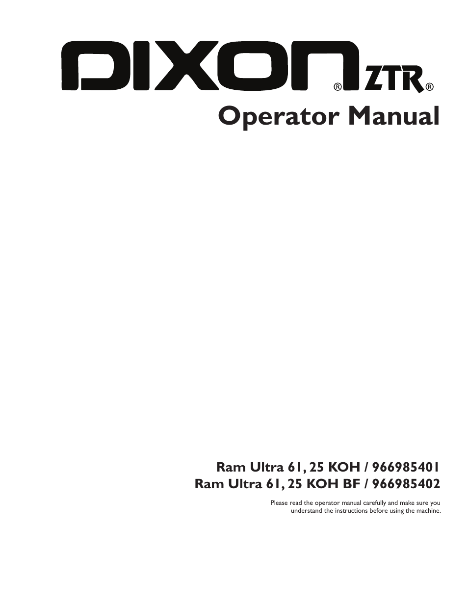 Dixon Ram Ultra 966985402 User Manual | 64 pages