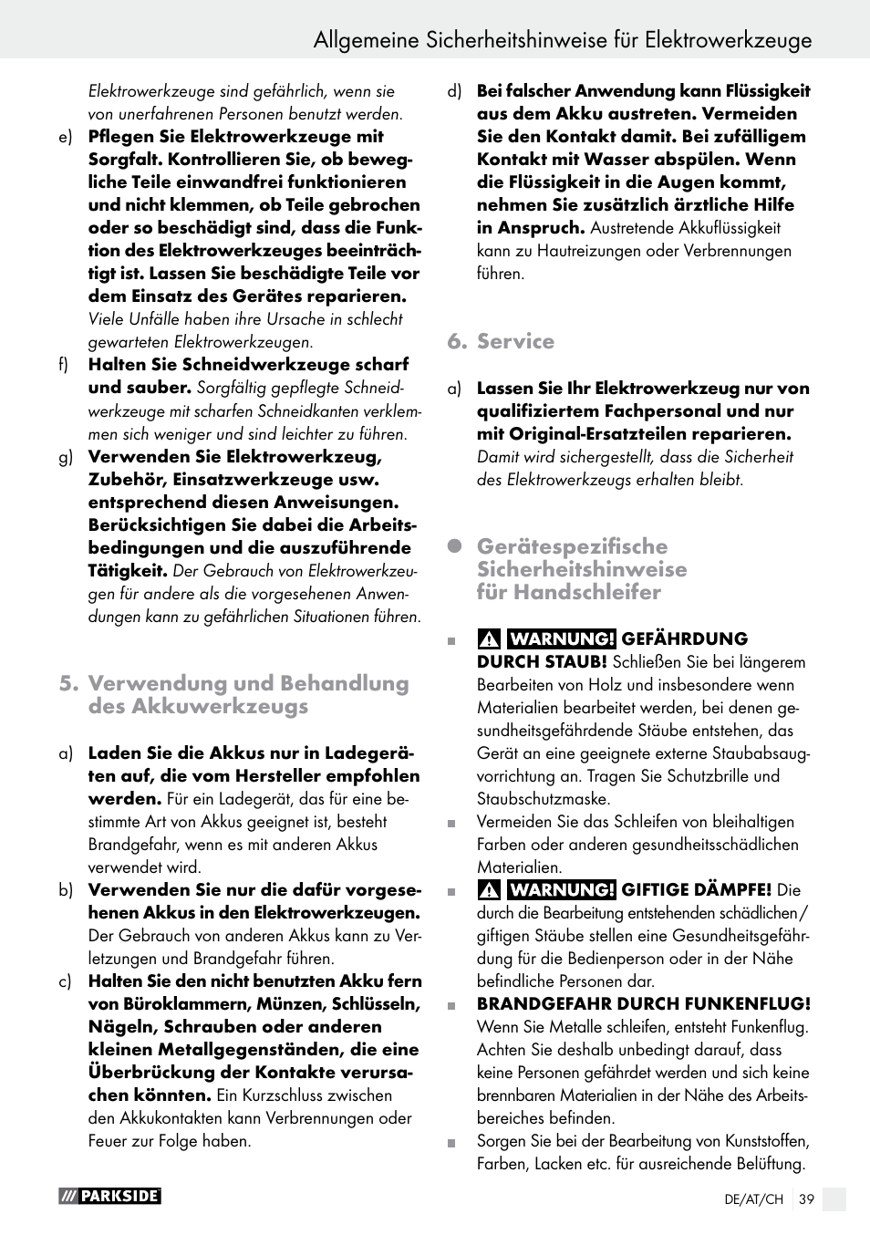 Parkside PAHS 12 A1 User Manual | Page 39 / 44
