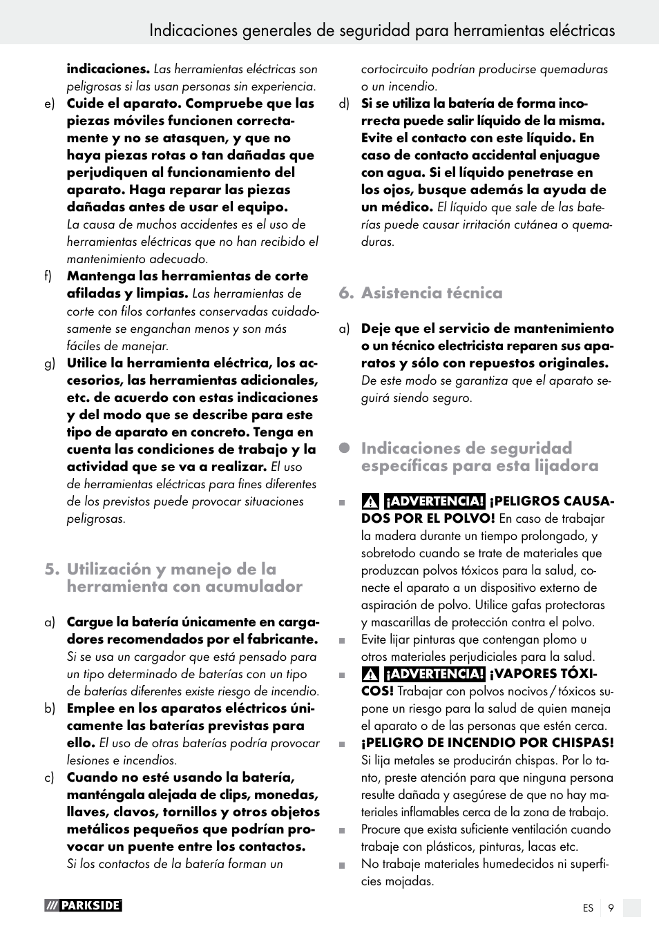 Asistencia técnica | Parkside PAHS 12 A1 User Manual | Page 9 / 44
