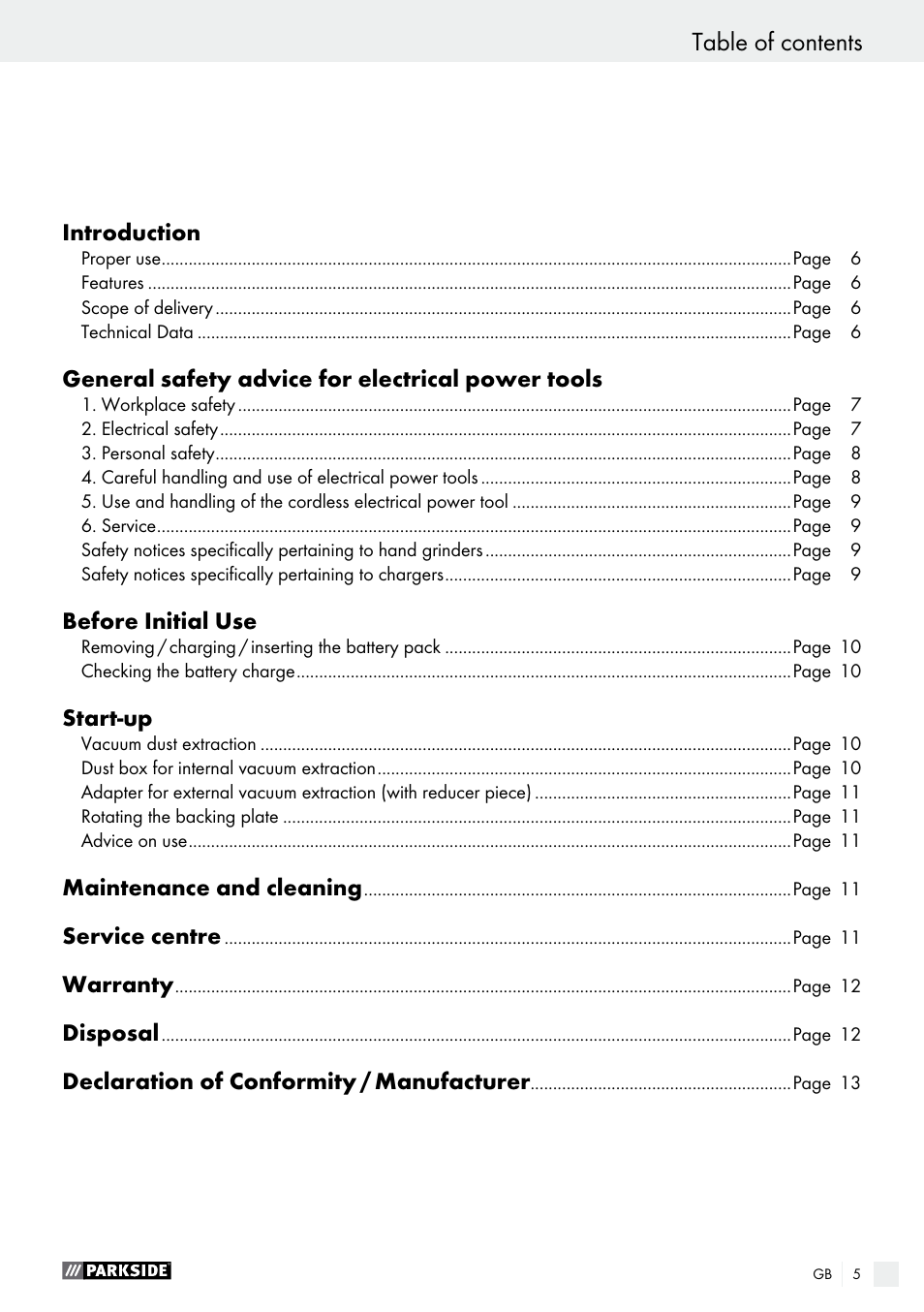 Parkside PAHS 12 A1 User Manual | Page 5 / 44