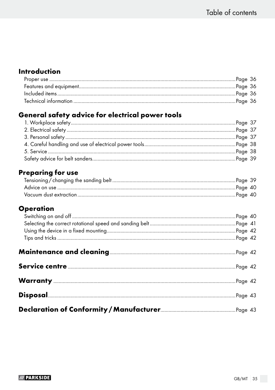 Parkside PBS 600 A1 User Manual | Page 35 / 55