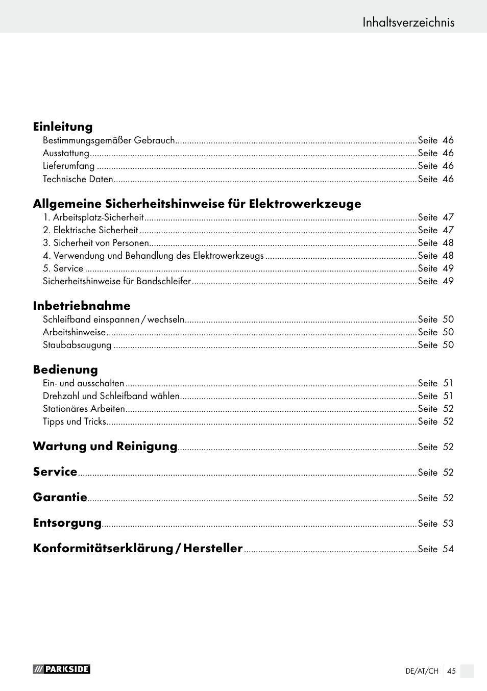 Parkside PBS 600 A1 User Manual | Page 45 / 55