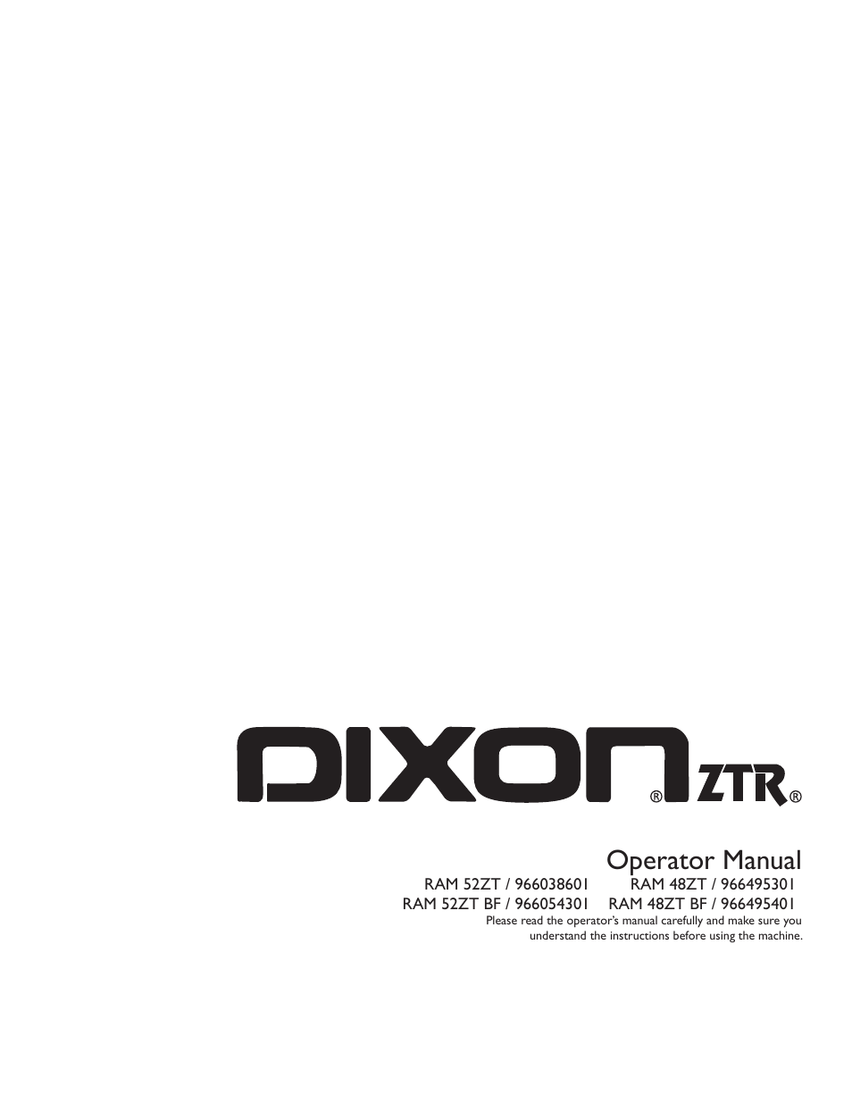 Dixon RAM 48ZT BF User Manual | 72 pages