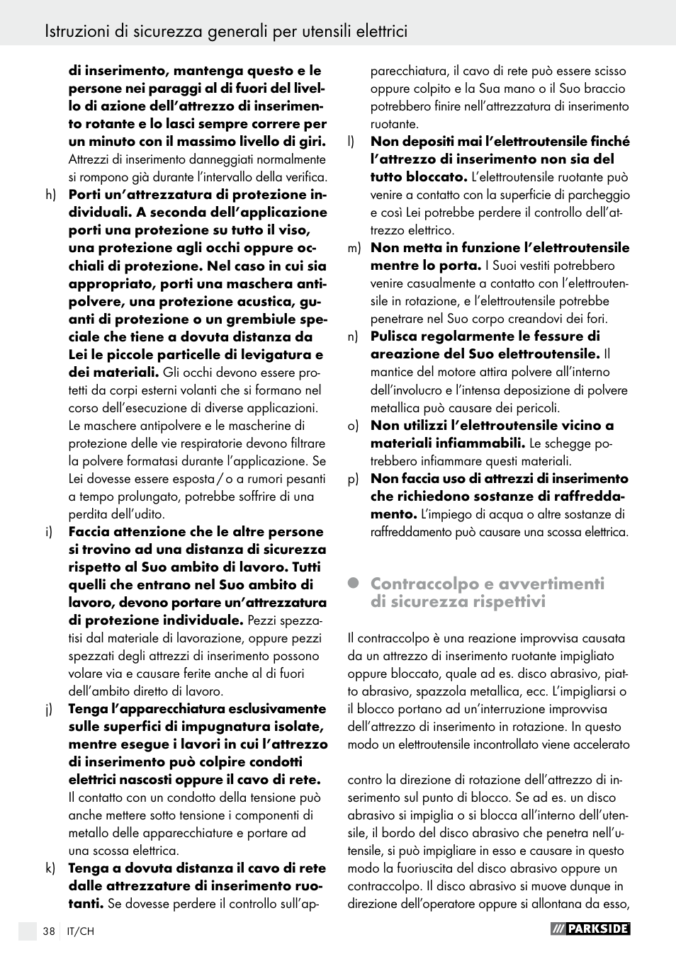Parkside PWS 230 A1 User Manual | Page 38 / 62