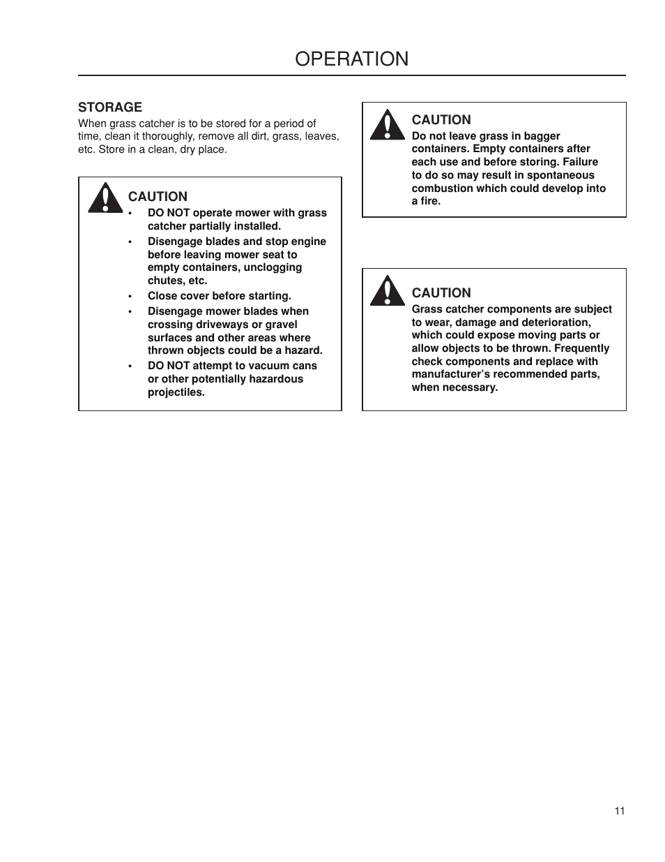 Operation | Dixon 115 239947 User Manual | Page 11 / 18