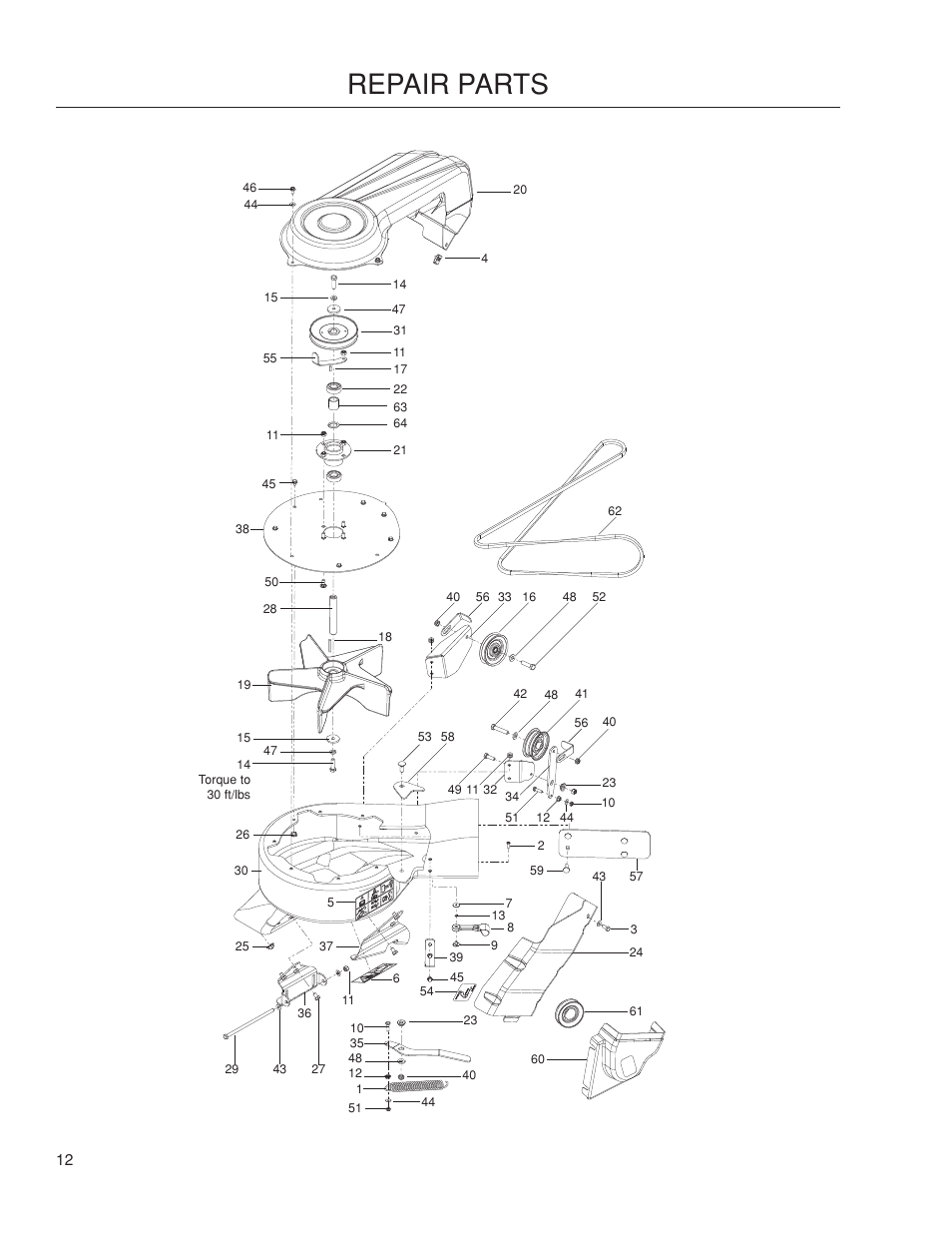 Repair parts | Dixon 115 239947 User Manual | Page 12 / 18