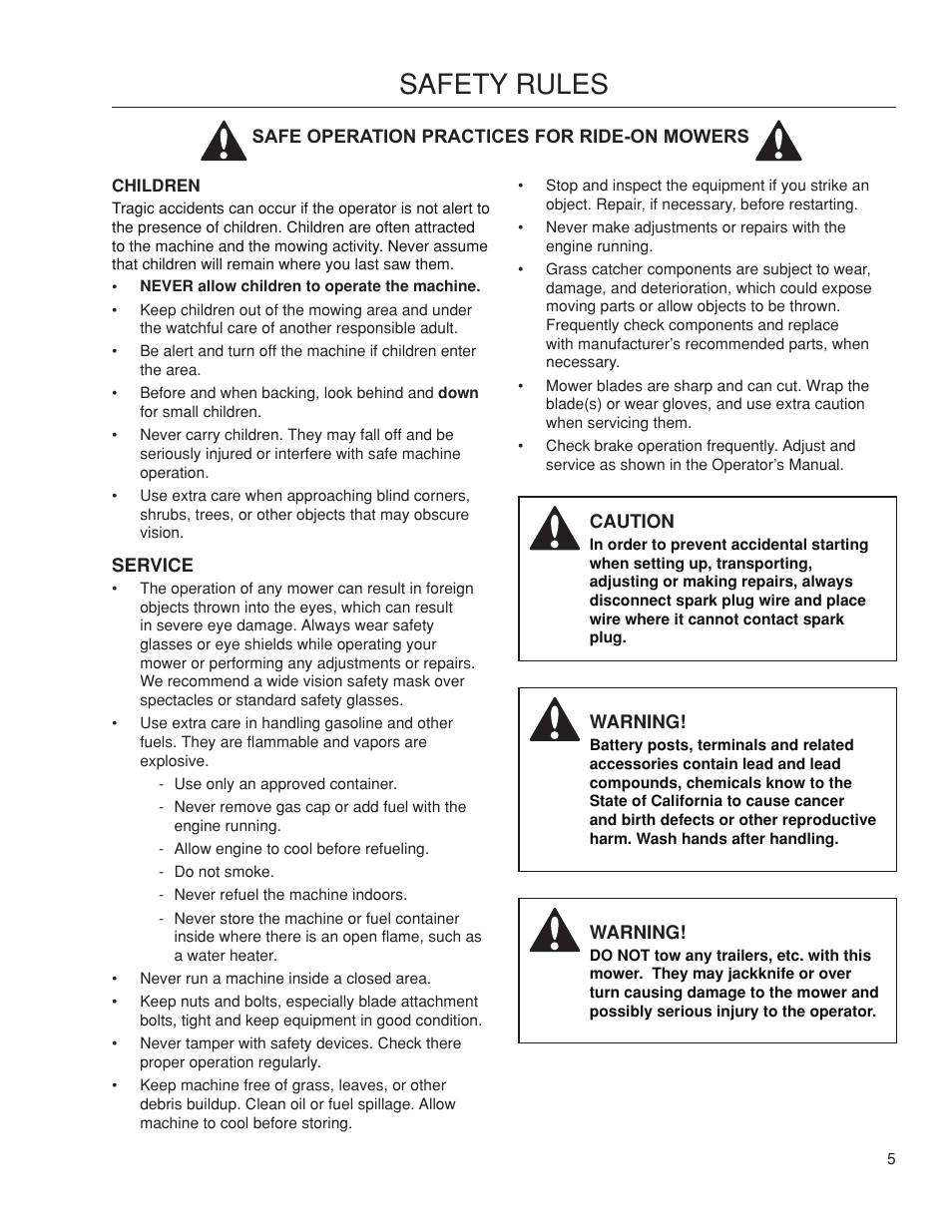 Safety rules | Dixon 115 239947 User Manual | Page 5 / 18