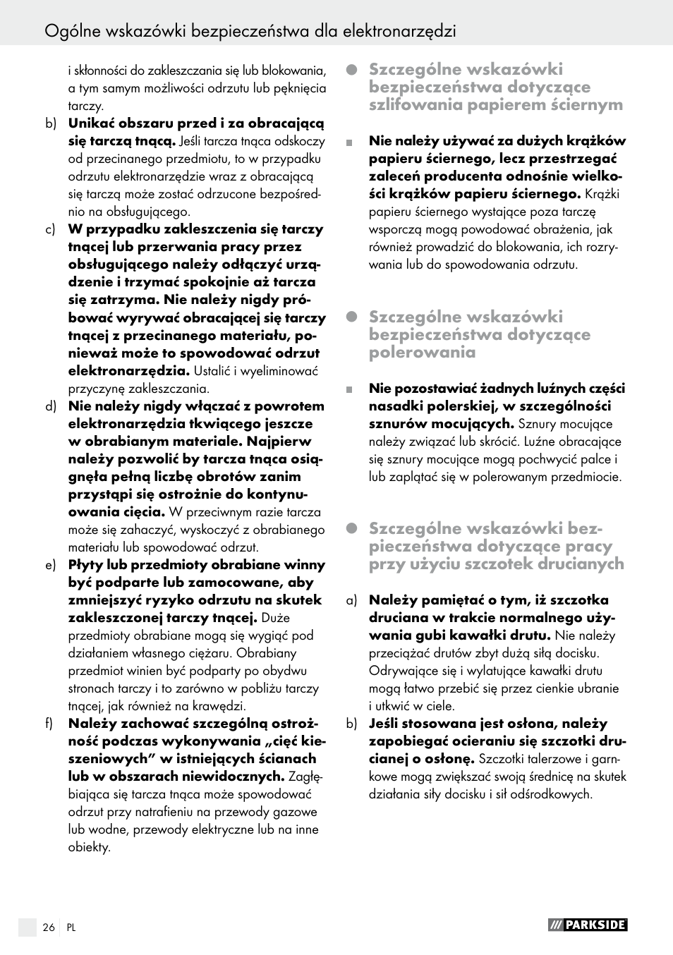 Parkside PWS 230 A1 User Manual | Page 26 / 89