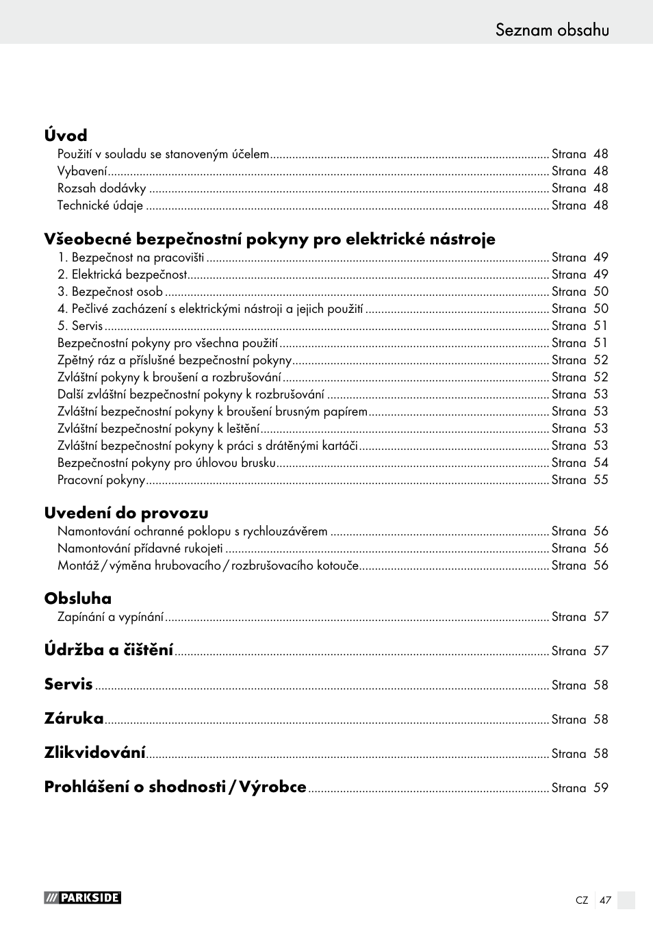 Parkside PWS 230 A1 User Manual | Page 47 / 89