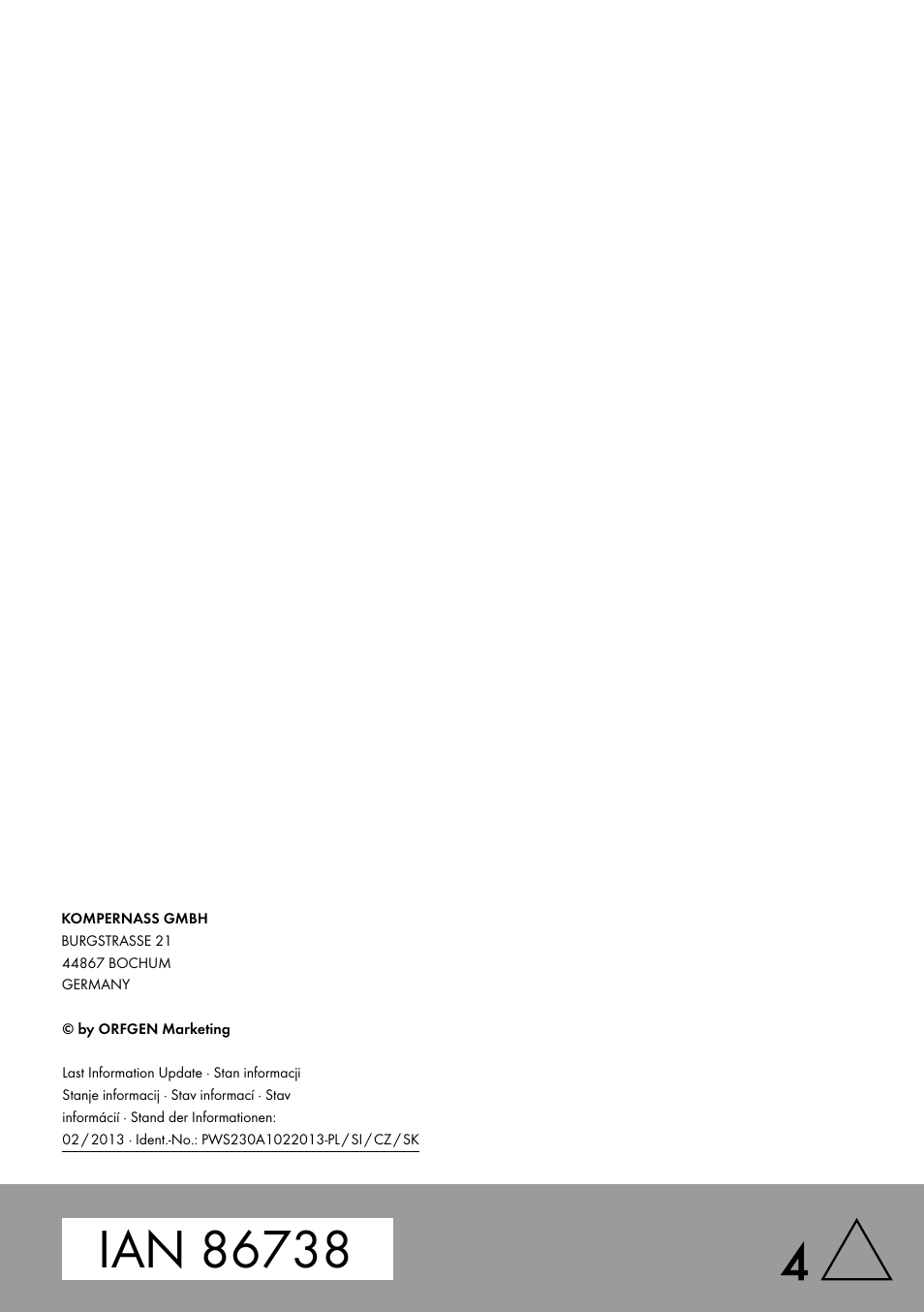 Parkside PWS 230 A1 User Manual | Page 89 / 89