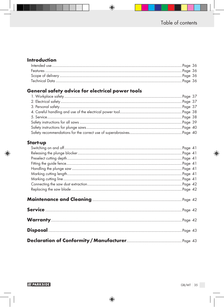Parkside PTS 480 A1 User Manual | Page 35 / 55