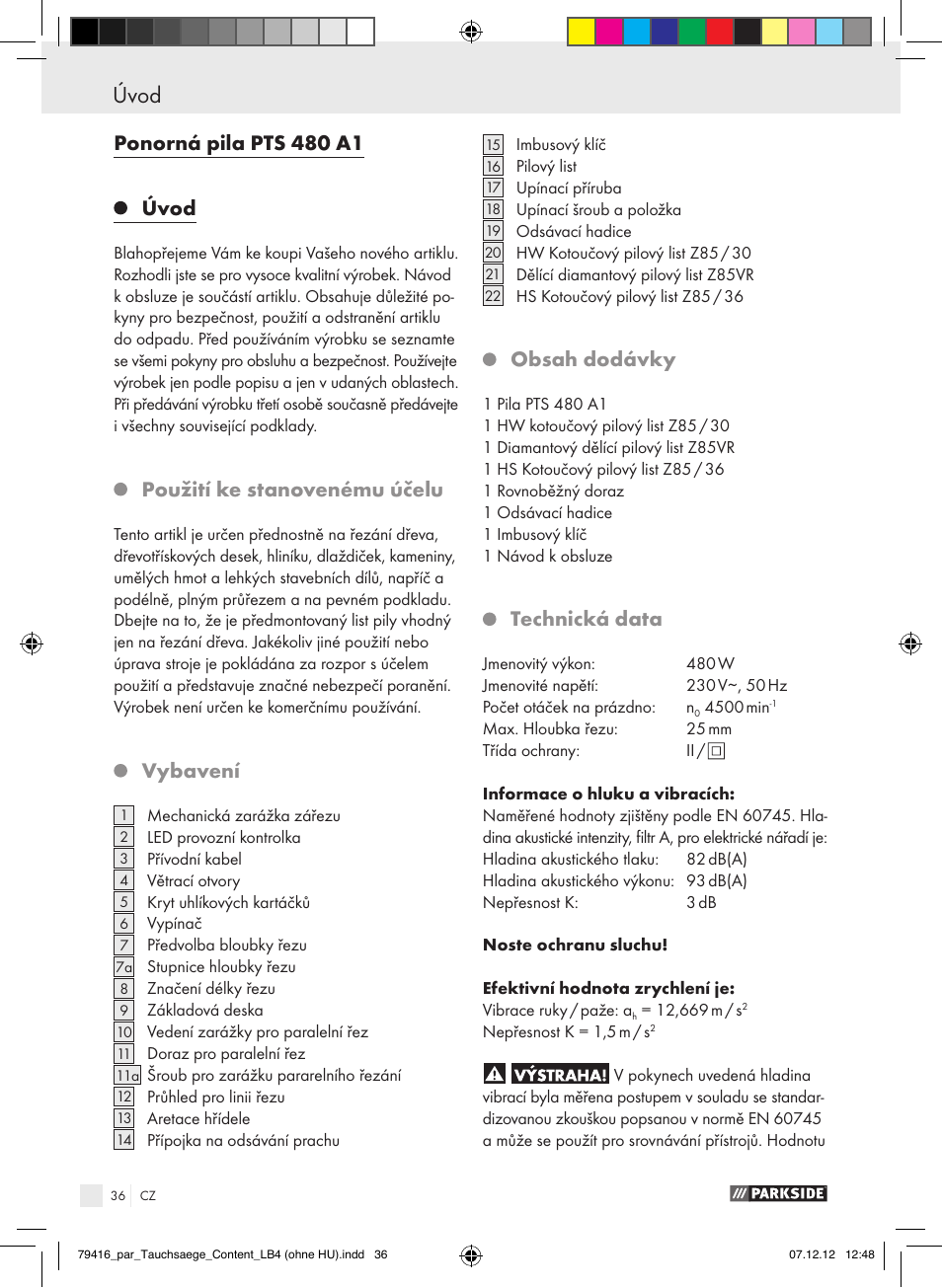Parkside PTS 480 A1 User Manual | Page 36 / 65
