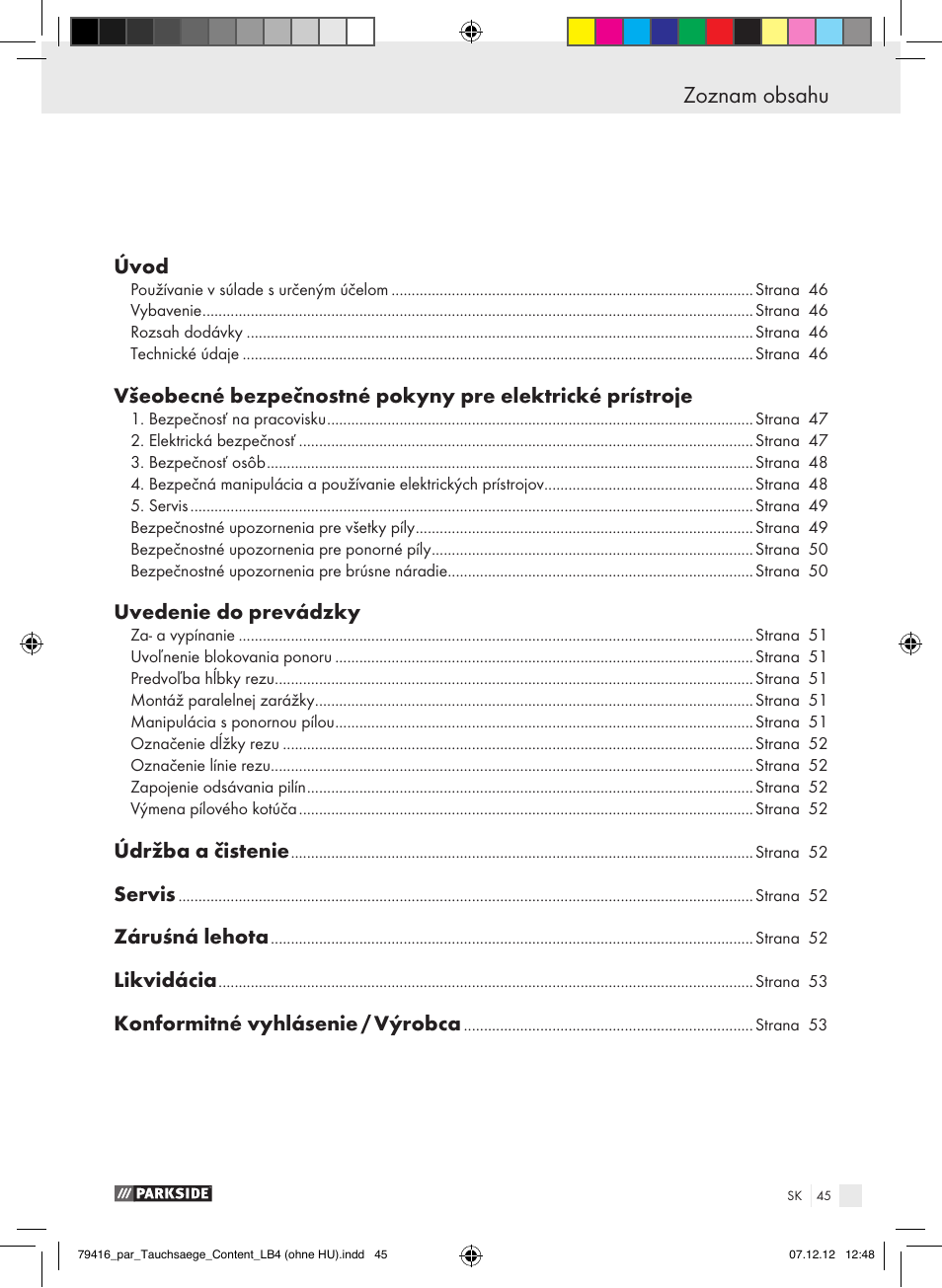 Parkside PTS 480 A1 User Manual | Page 45 / 65