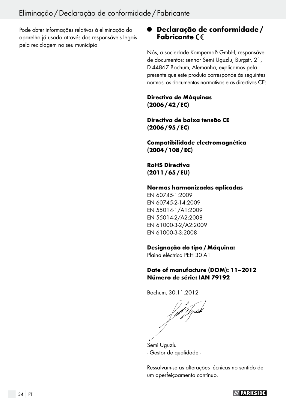 Parkside PEH 30 A1 User Manual | Page 34 / 55