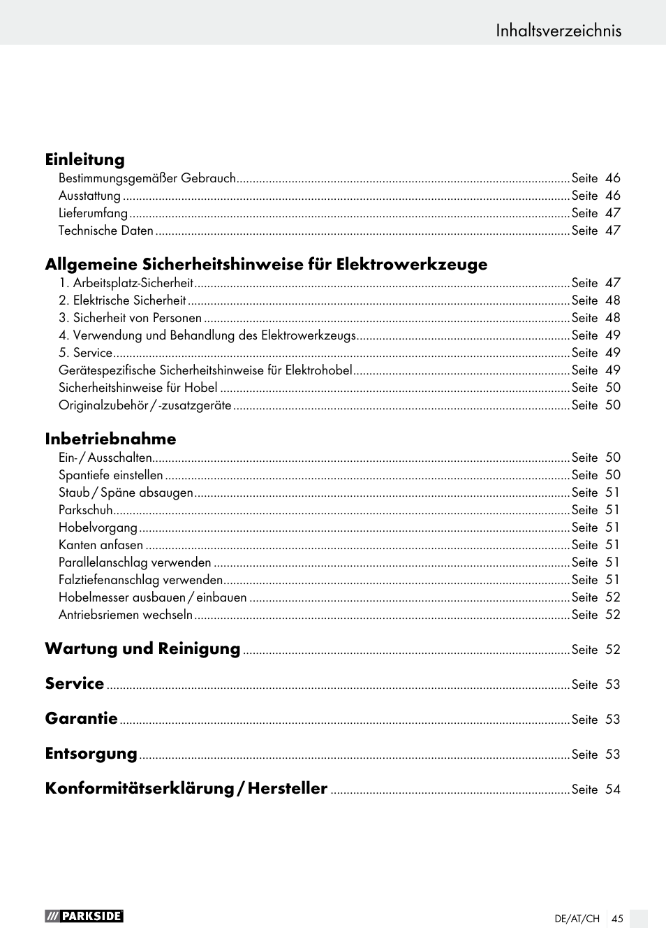 Parkside PEH 30 A1 User Manual | Page 45 / 55