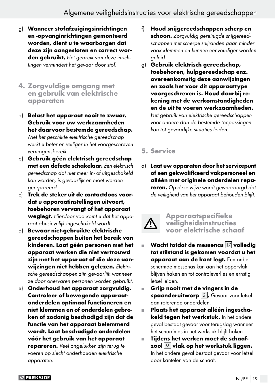 Service | Parkside PEH 30 A1 User Manual | Page 19 / 45