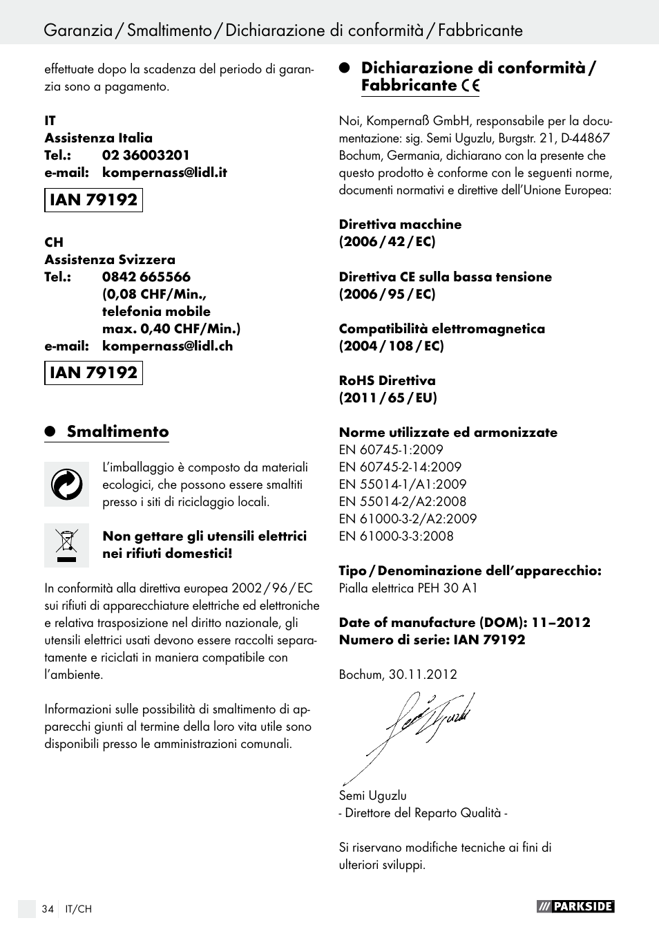 Parkside PEH 30 A1 User Manual | Page 34 / 45