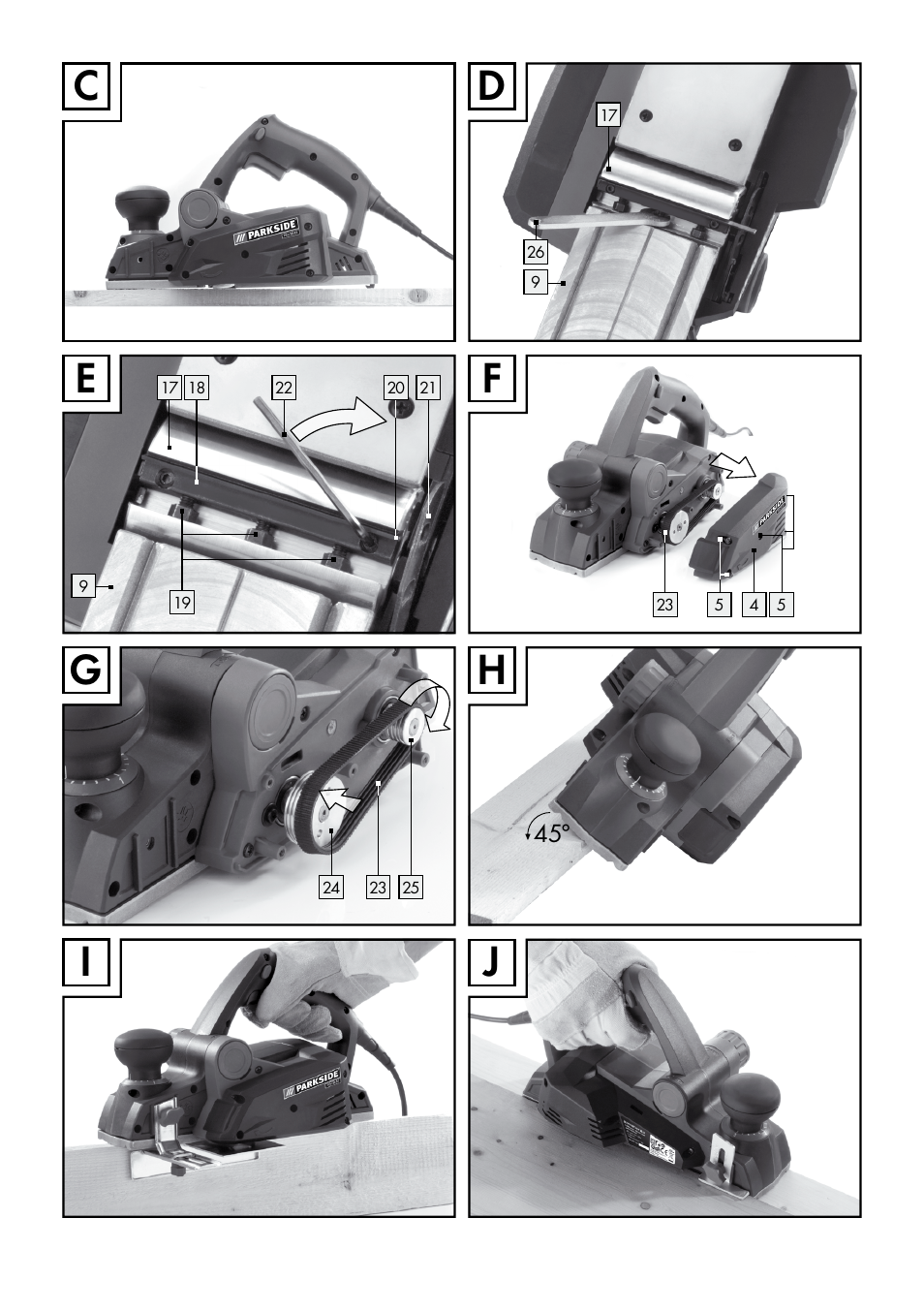 Ch j | Parkside PEH 30 A1 User Manual | Page 4 / 45