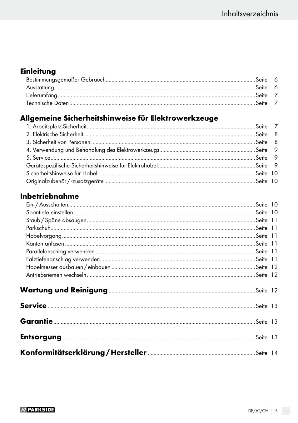 Parkside PEH 30 A1 User Manual | Page 5 / 45