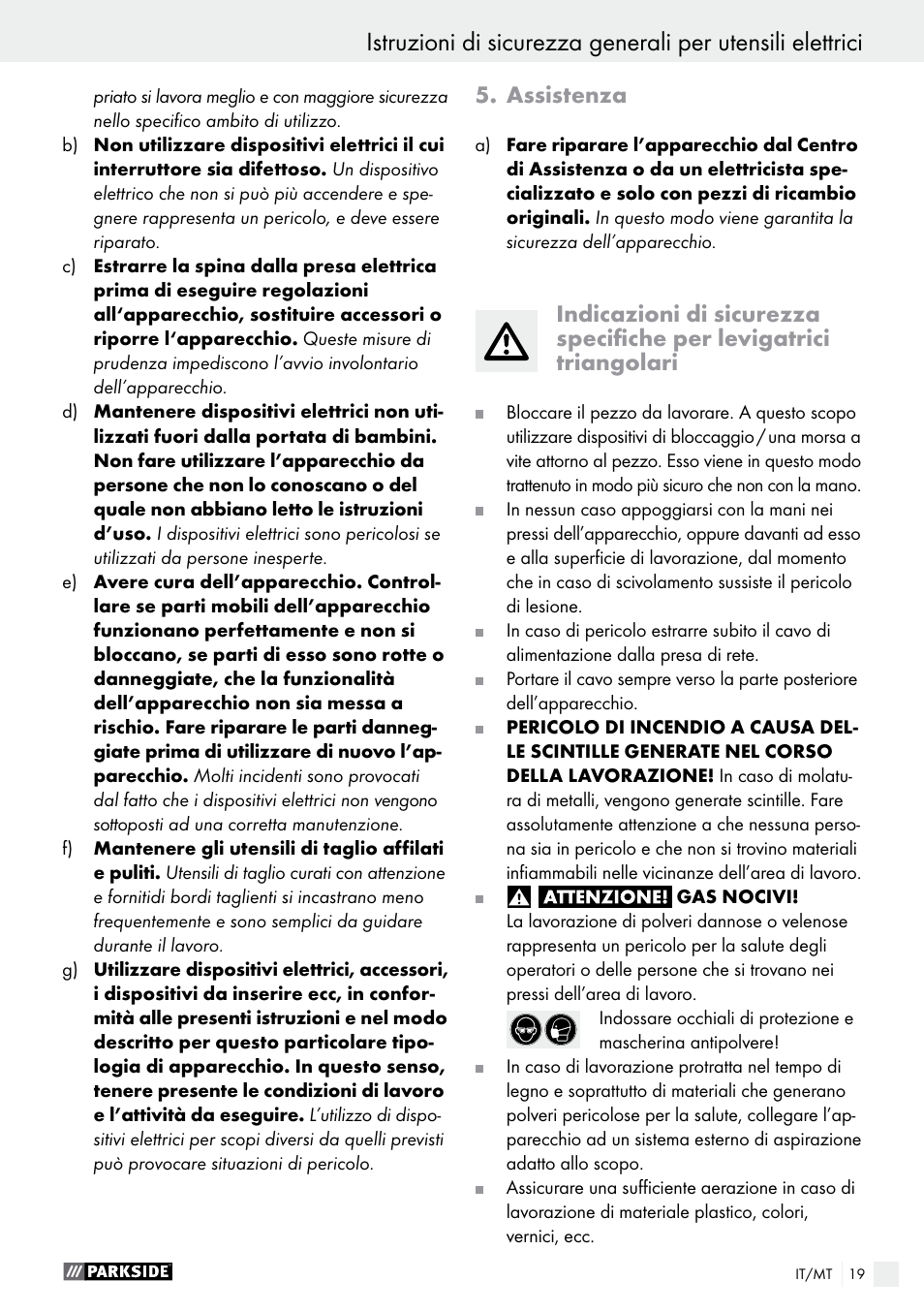 Assistenza | Parkside PDS 290 A1 User Manual | Page 19 / 42