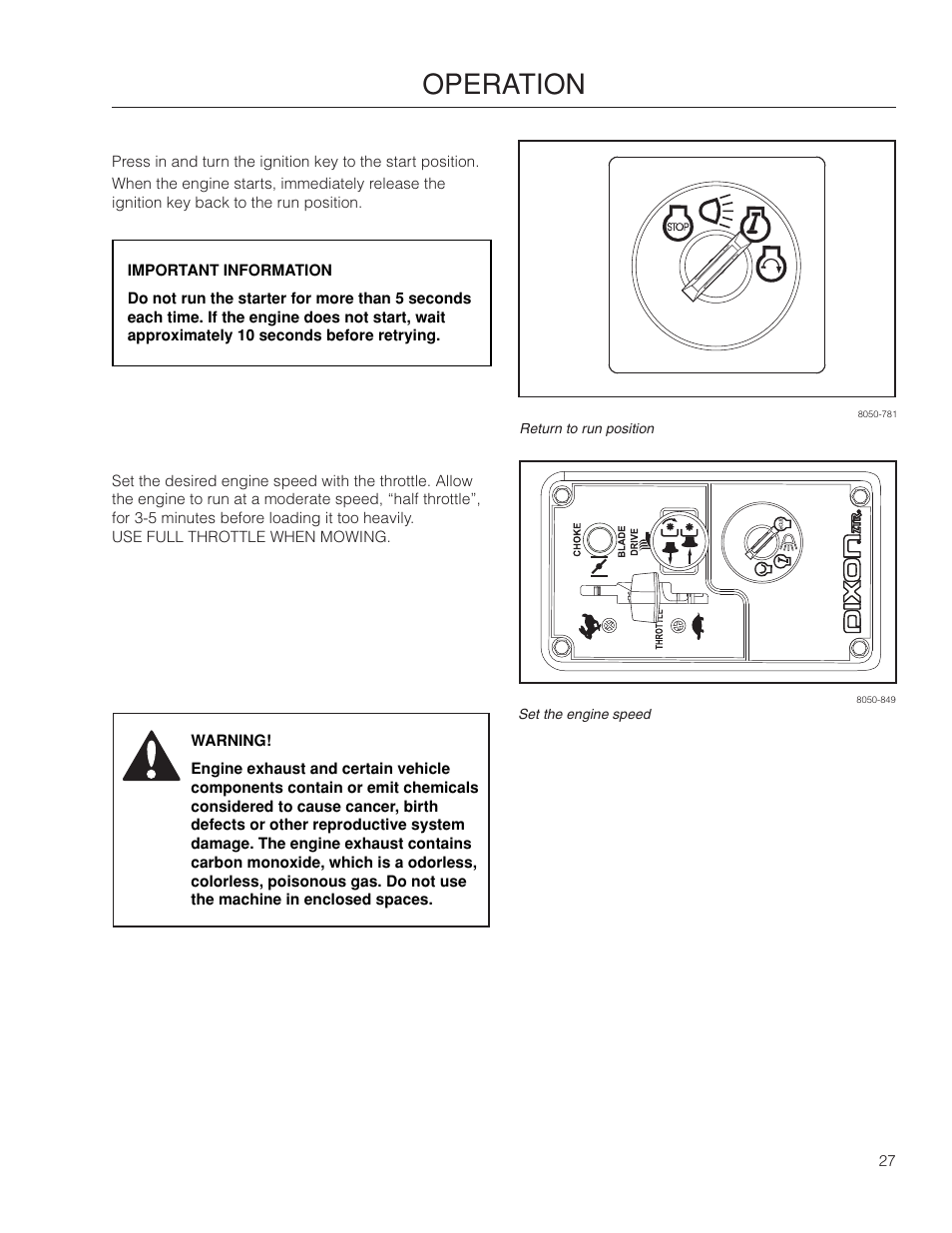 Operation | Dixon SpeedZTR 966496301 User Manual | Page 27 / 64