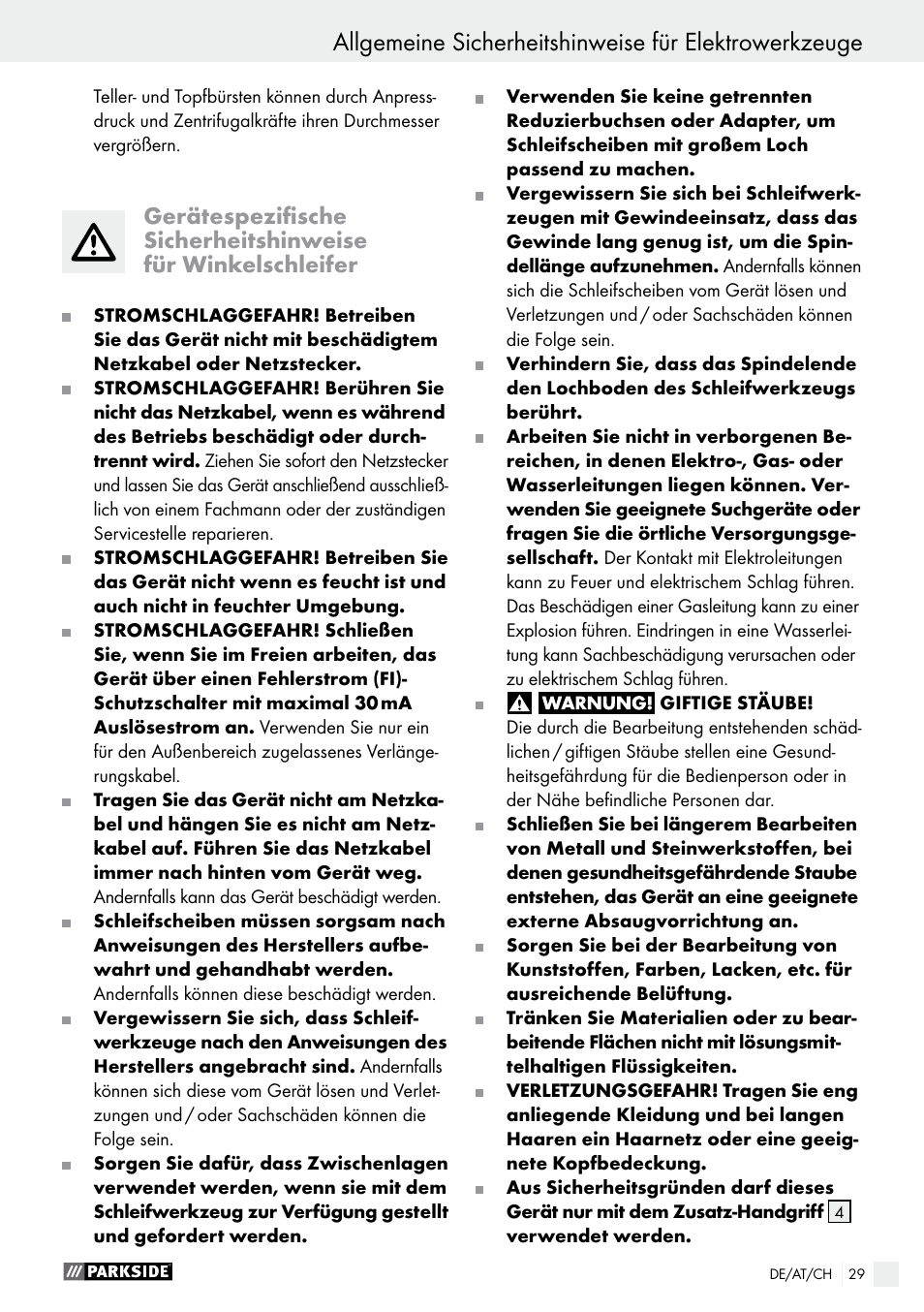 Parkside PWS 125 A1 User Manual | Page 29 / 51