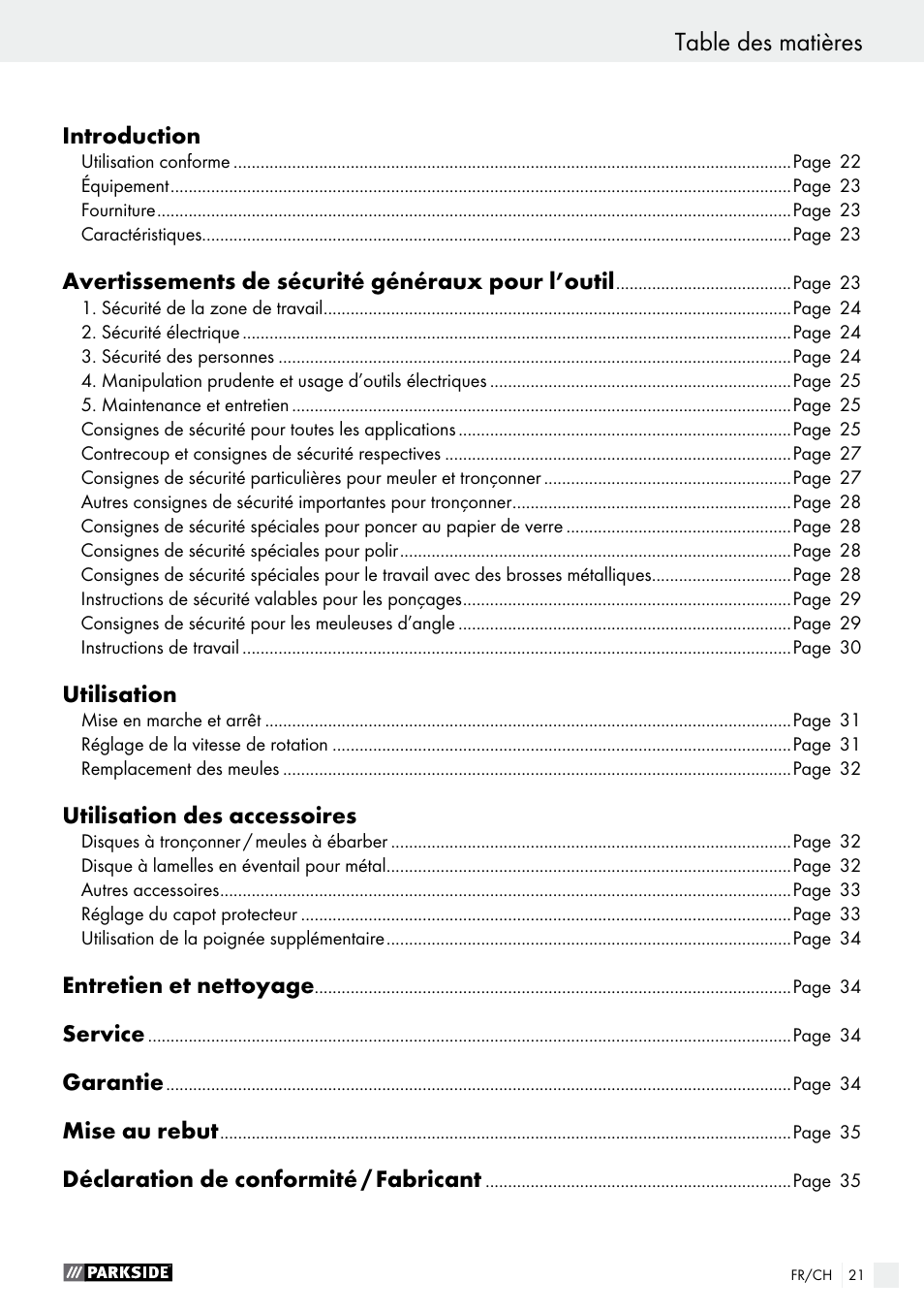 Parkside PWS 125 A1 User Manual | Page 21 / 67
