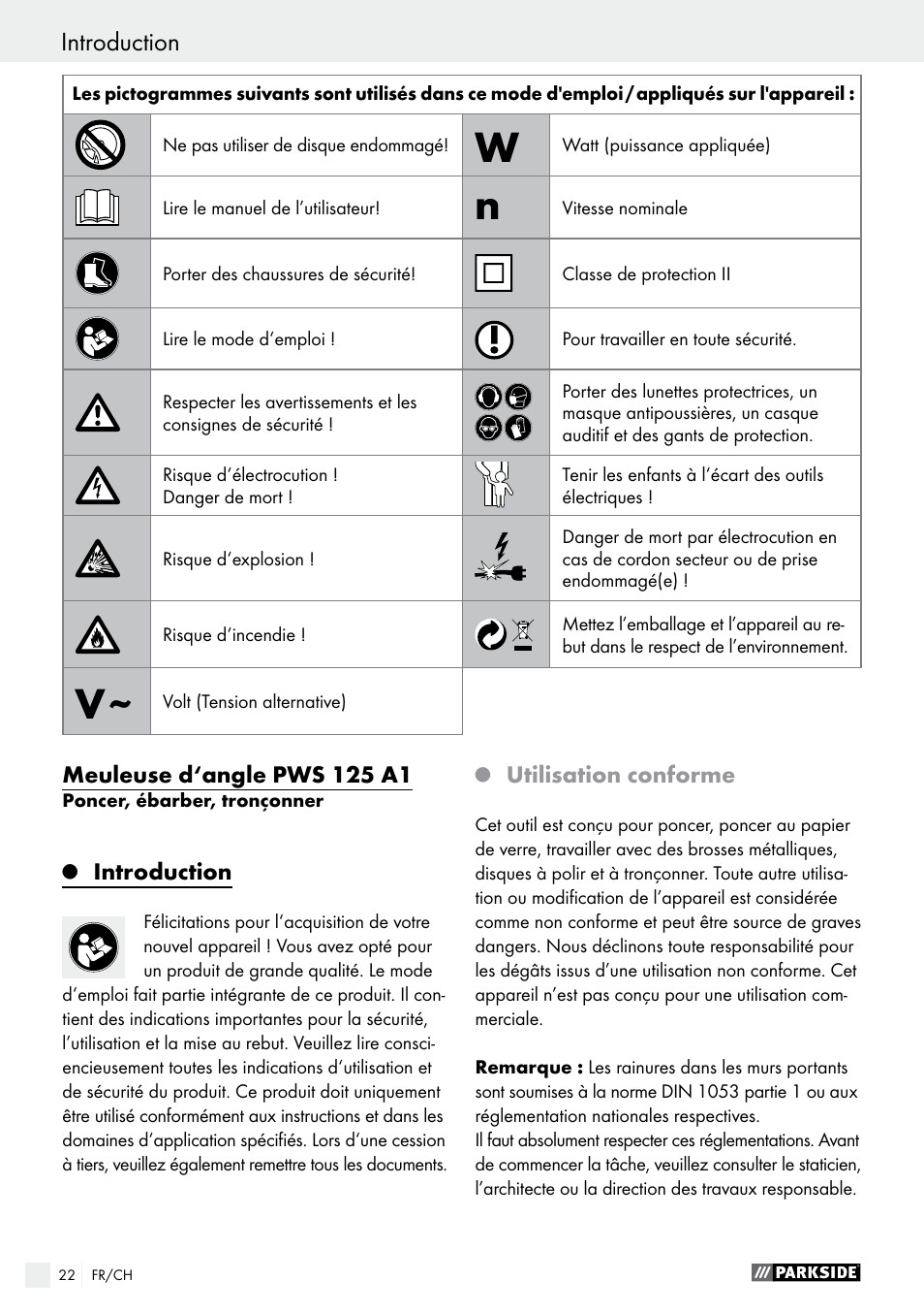 Parkside PWS 125 A1 User Manual | Page 22 / 67