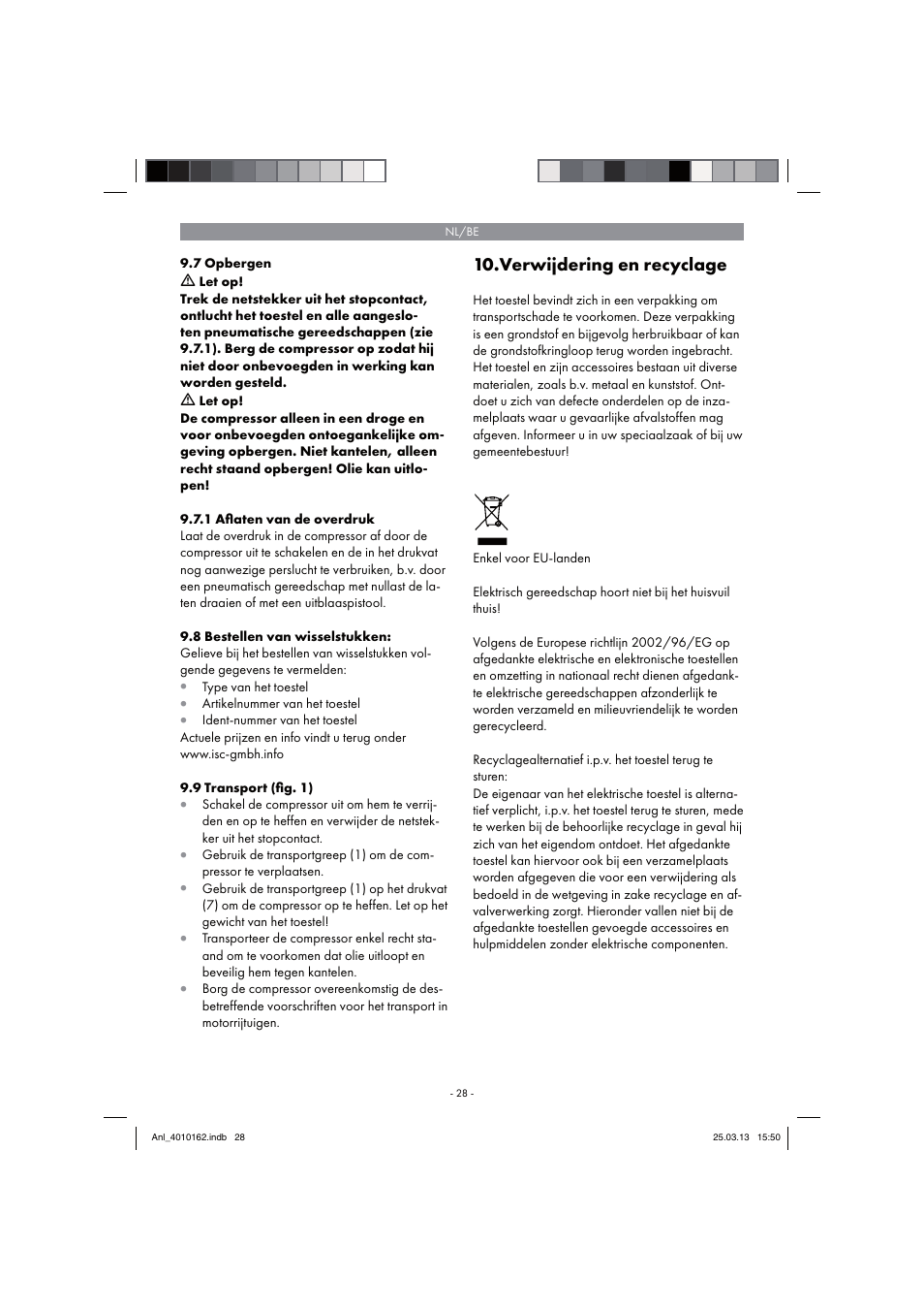 Verwijdering en recyclage | Parkside PKO 400 B2 User Manual | Page 28 / 62