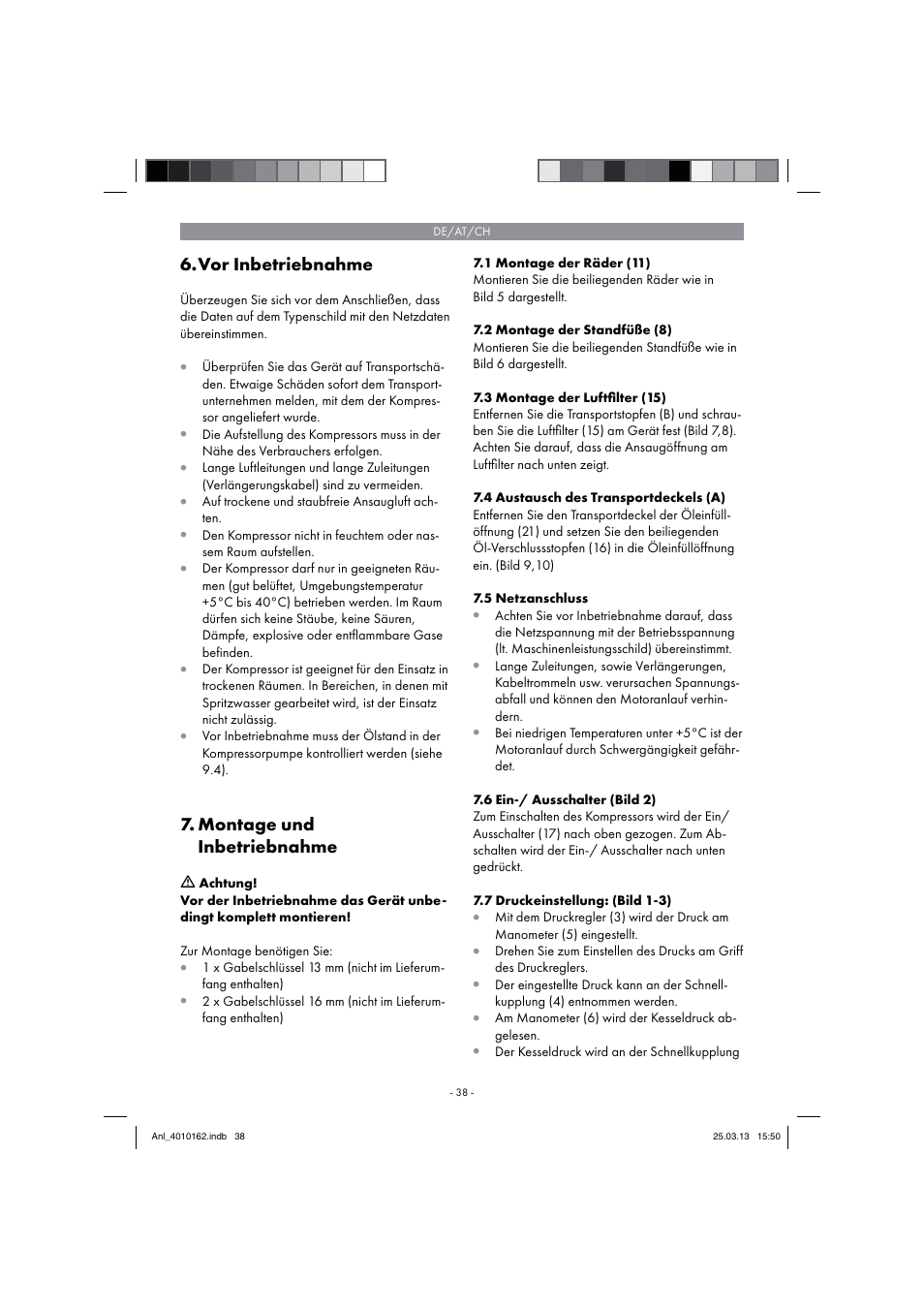 Vor inbetriebnahme, Montage und inbetriebnahme | Parkside PKO 400 B2 User Manual | Page 38 / 62