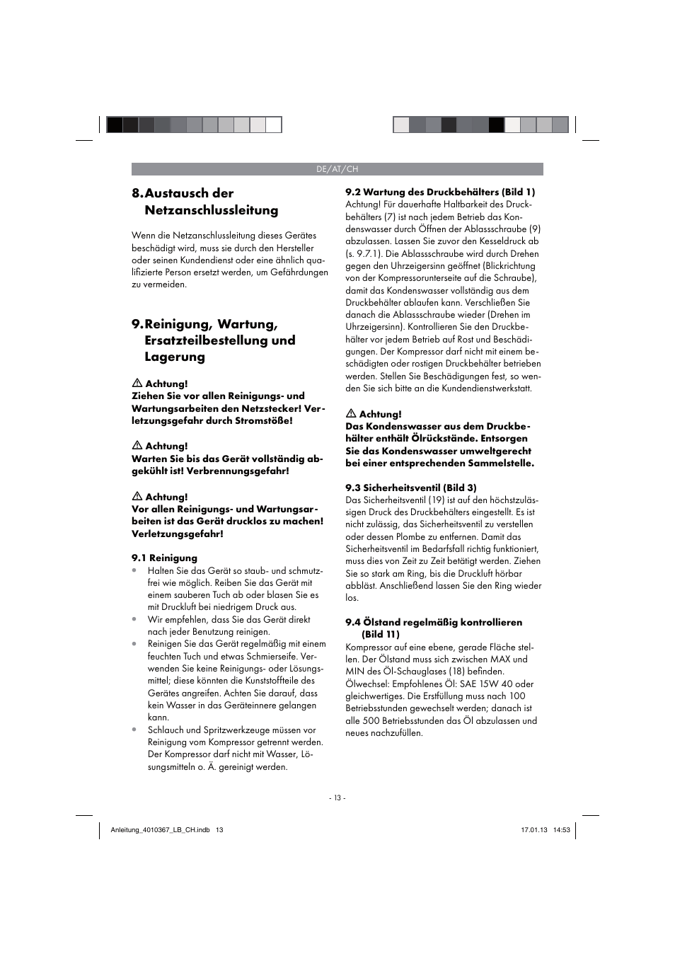 Austausch der netzanschlussleitung | Parkside PKO 270 A1 User Manual | Page 13 / 62