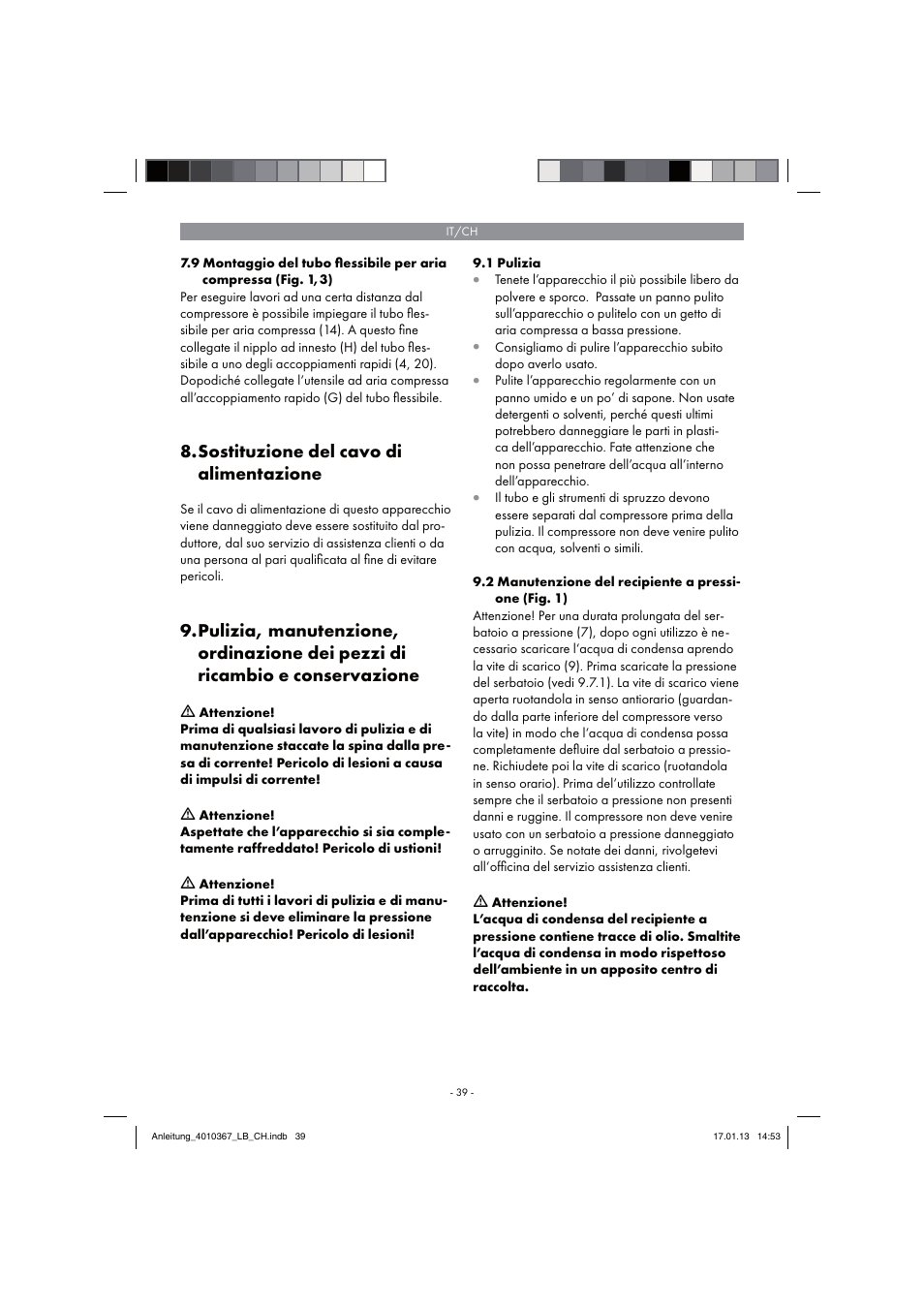 Sostituzione del cavo di alimentazione | Parkside PKO 270 A1 User Manual | Page 39 / 62