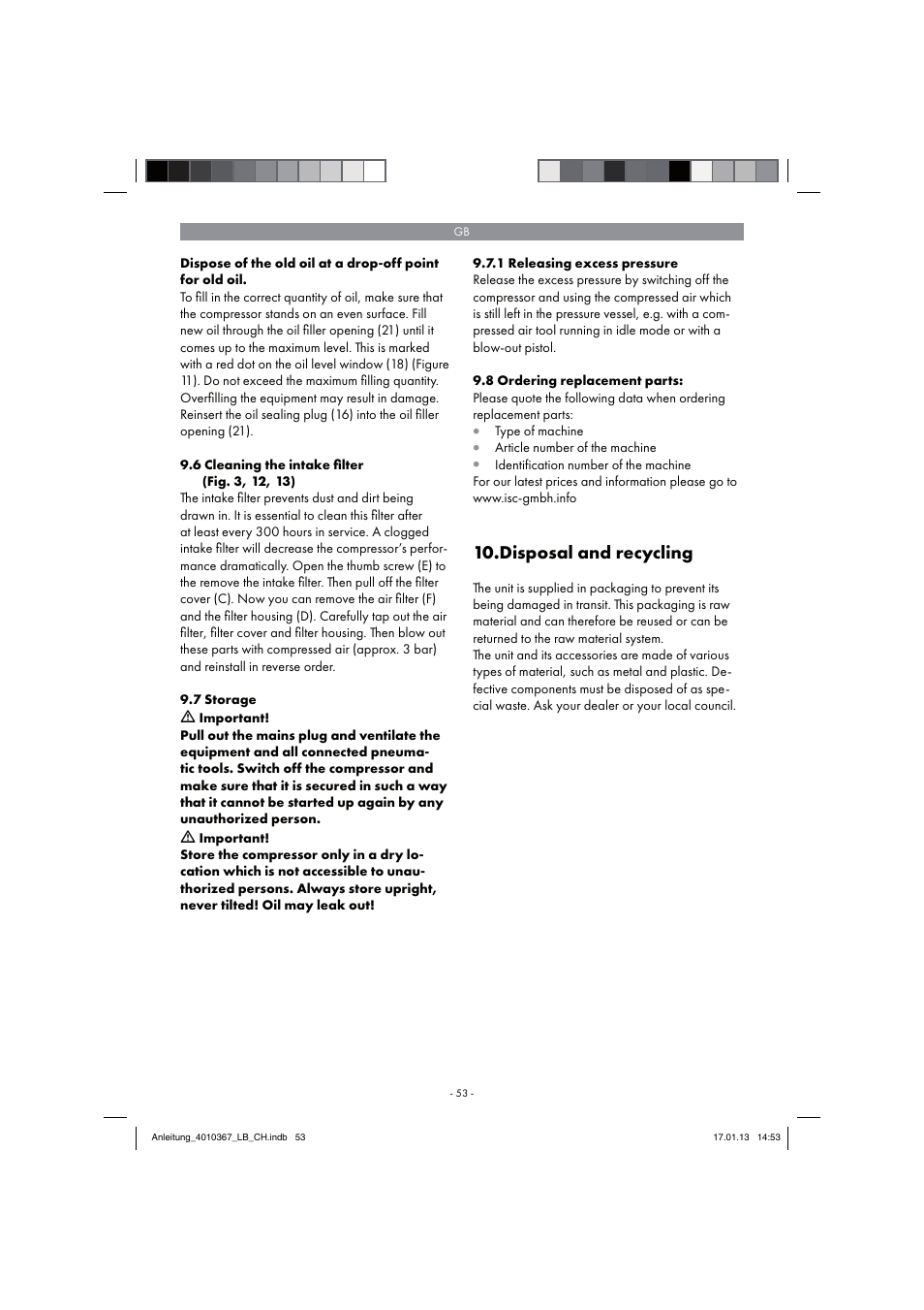 Disposal and recycling | Parkside PKO 270 A1 User Manual | Page 53 / 62