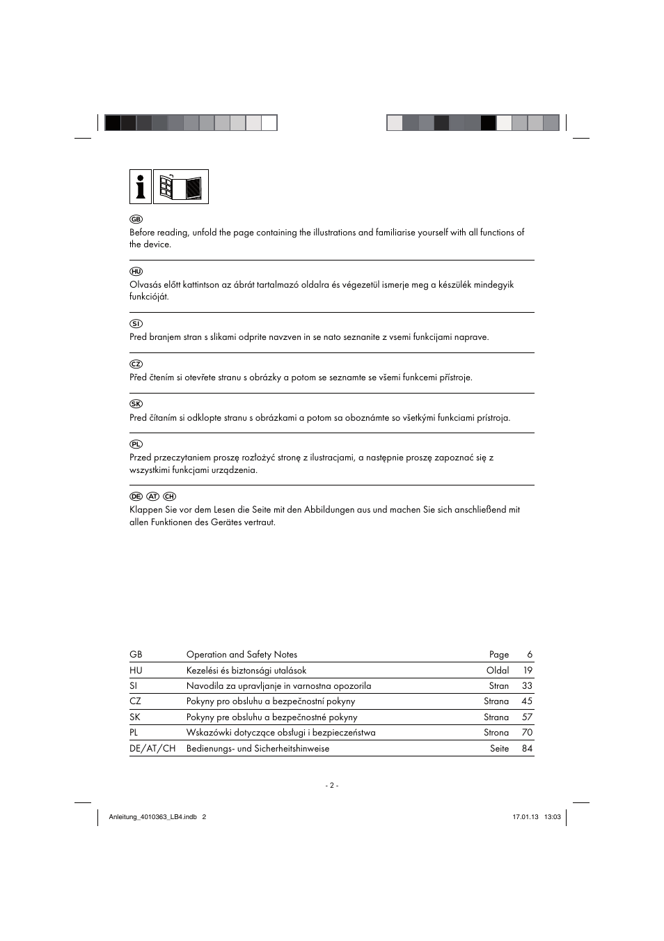 F a c | Parkside PKO 270 A1 User Manual | Page 2 / 98