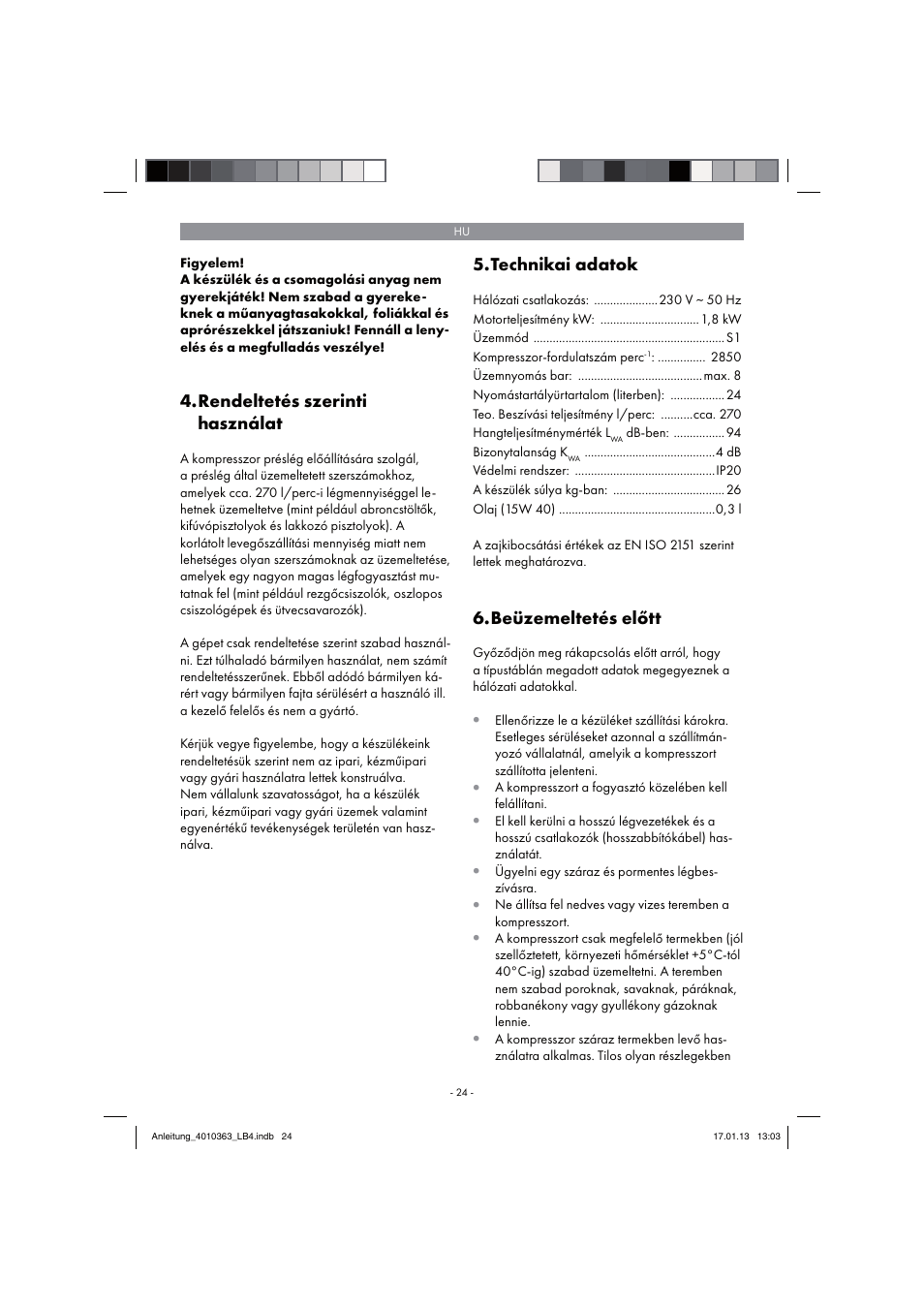 Rendeltetés szerinti használat, Technikai adatok, Beüzemeltetés előtt | Parkside PKO 270 A1 User Manual | Page 24 / 98