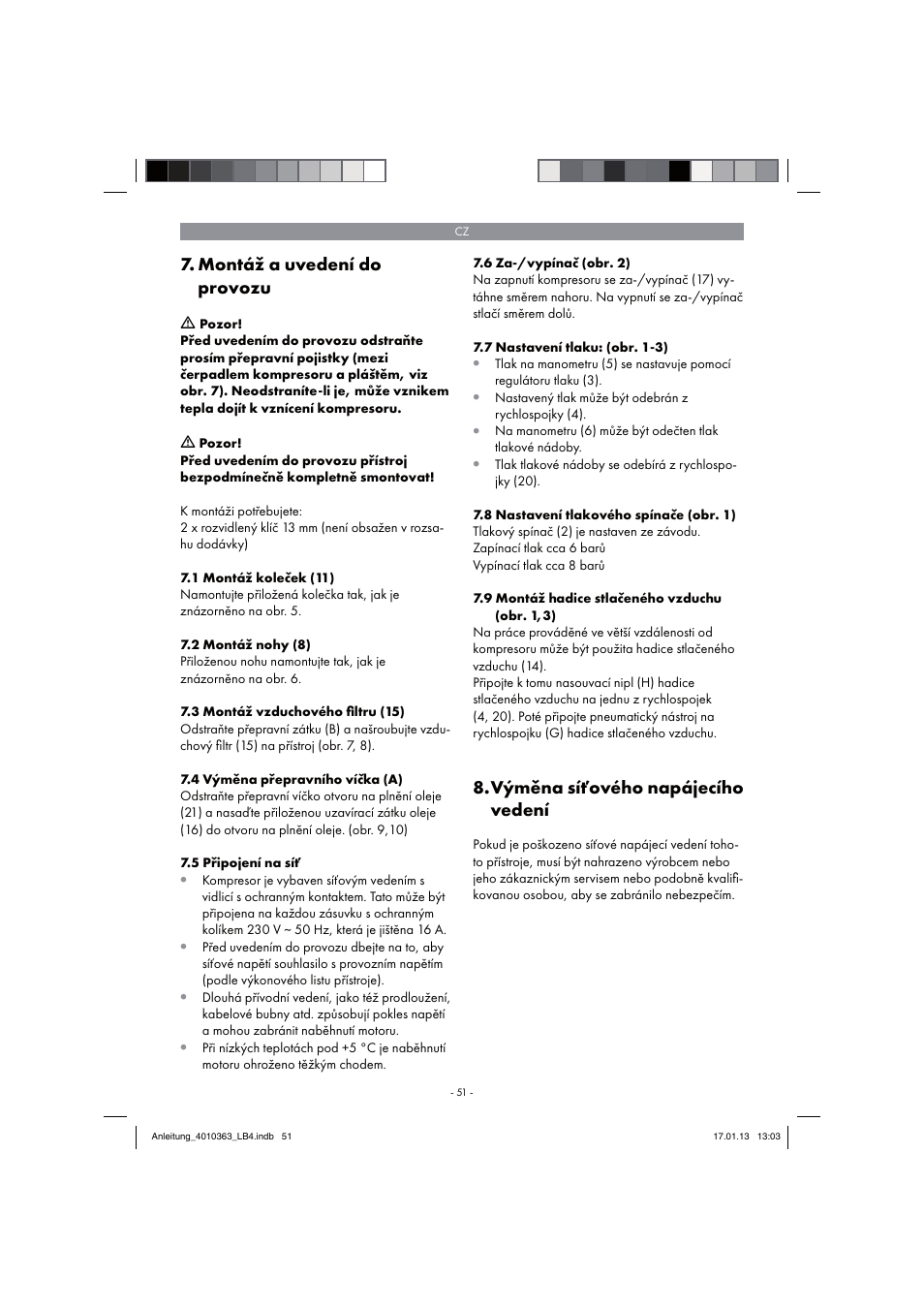 Montáž a uvedení do provozu, Výměna síťového napájecího vedení | Parkside PKO 270 A1 User Manual | Page 51 / 98