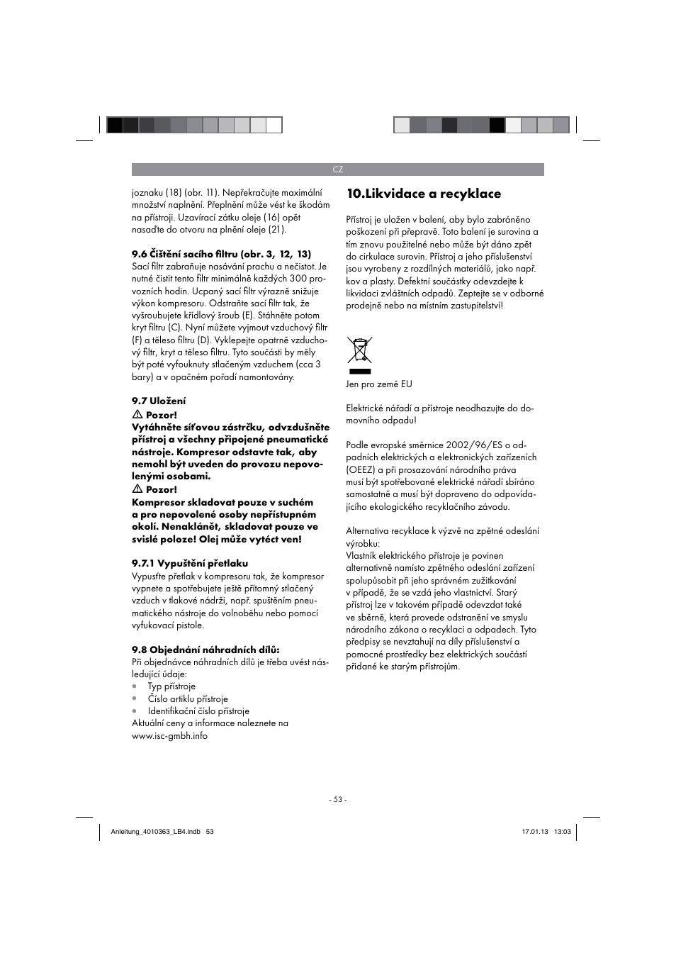 Likvidace a recyklace | Parkside PKO 270 A1 User Manual | Page 53 / 98