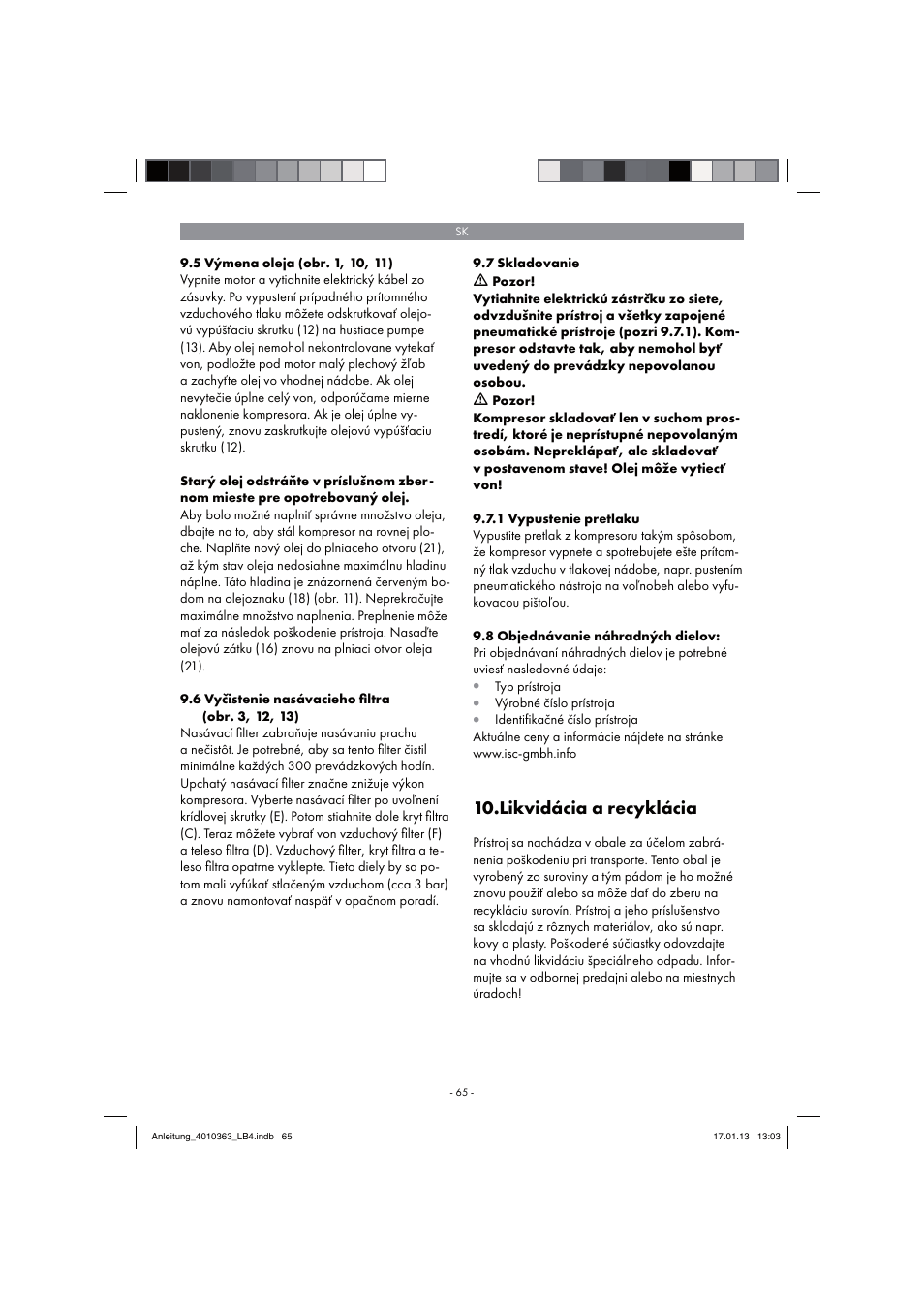 Likvidácia a recyklácia | Parkside PKO 270 A1 User Manual | Page 65 / 98