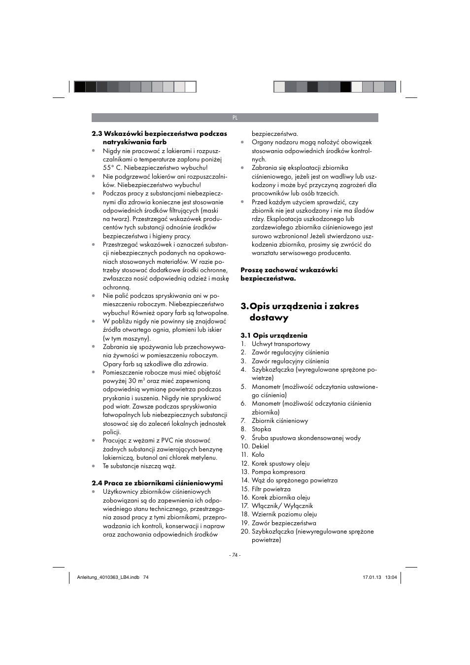 Opis urządzenia i zakres dostawy | Parkside PKO 270 A1 User Manual | Page 74 / 98