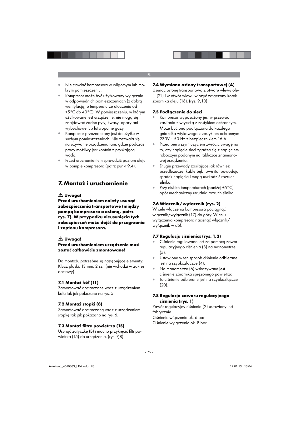 Montaż i uruchomienie | Parkside PKO 270 A1 User Manual | Page 76 / 98