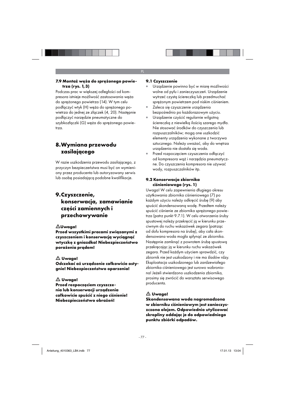 Wymiana przewodu zasilającego | Parkside PKO 270 A1 User Manual | Page 77 / 98