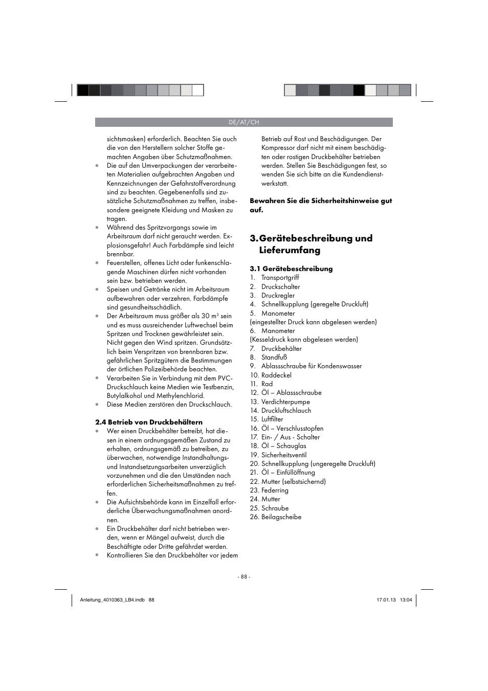 Gerätebeschreibung und lieferumfang | Parkside PKO 270 A1 User Manual | Page 88 / 98