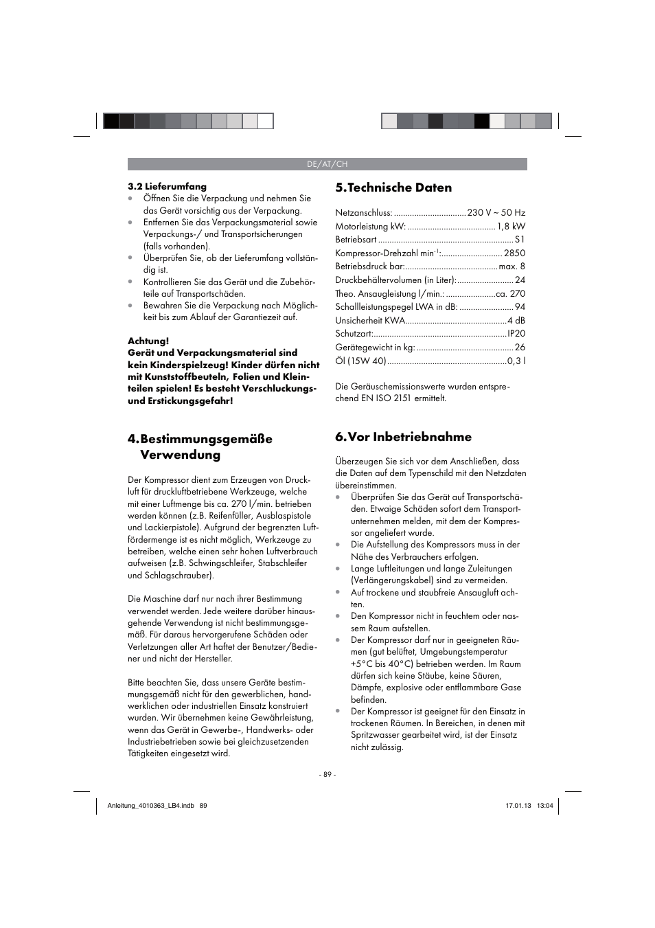 Bestimmungsgemäße verwendung, Technische daten, Vor inbetriebnahme | Parkside PKO 270 A1 User Manual | Page 89 / 98