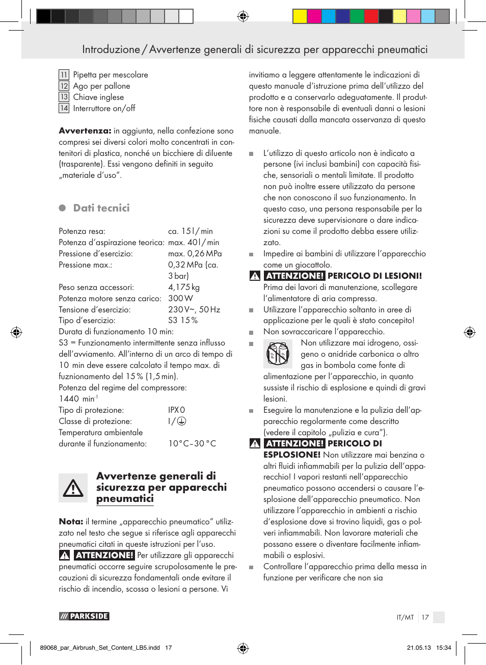 Dati tecnici | Parkside PABK 60 A1 User Manual | Page 17 / 55