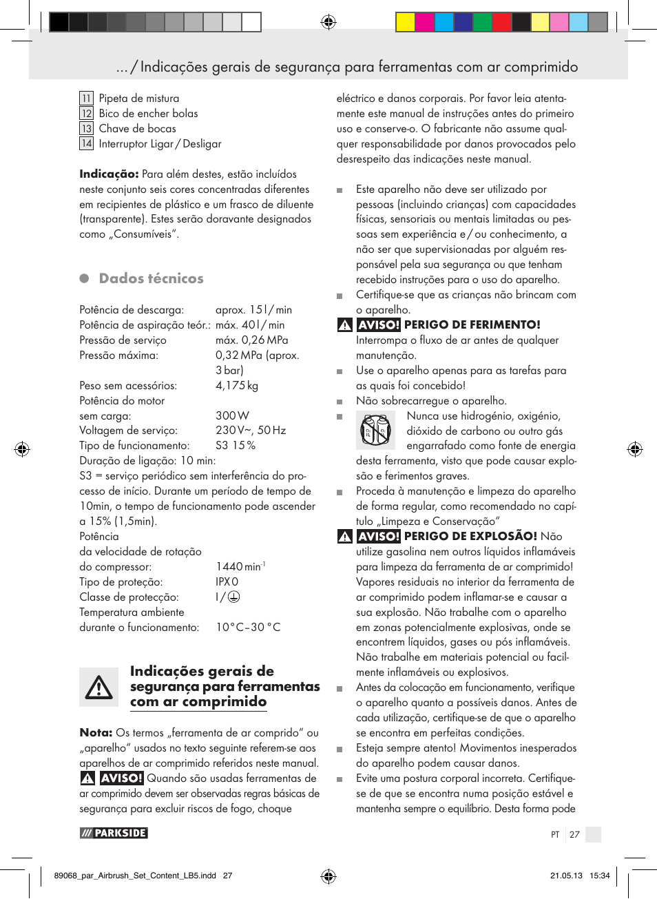 Dados técnicos | Parkside PABK 60 A1 User Manual | Page 27 / 55