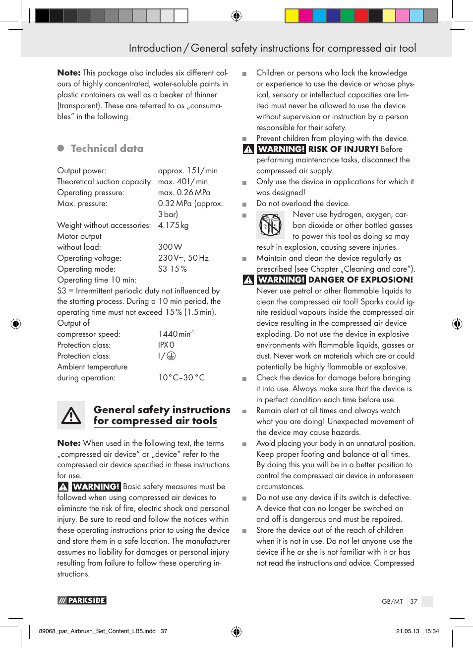 Introduction, Technical data | Parkside PABK 60 A1 User Manual | Page 37 / 55