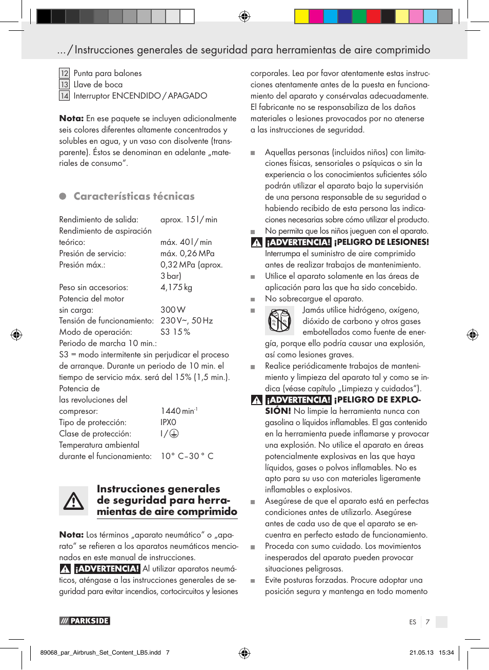 Características técnicas | Parkside PABK 60 A1 User Manual | Page 7 / 55
