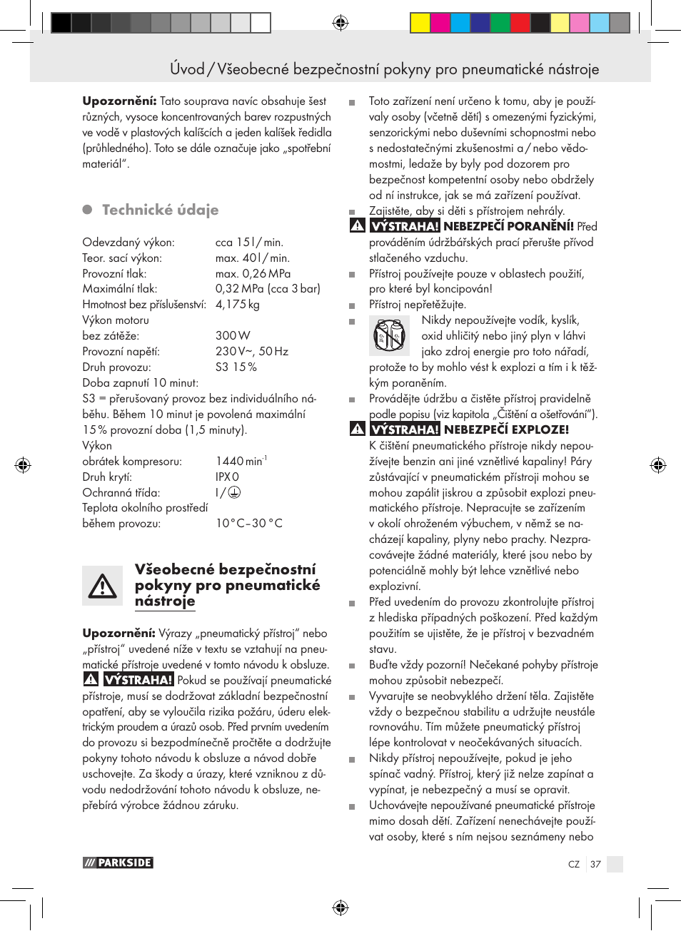 Technické údaje | Parkside PABK 60 A1 User Manual | Page 37 / 65