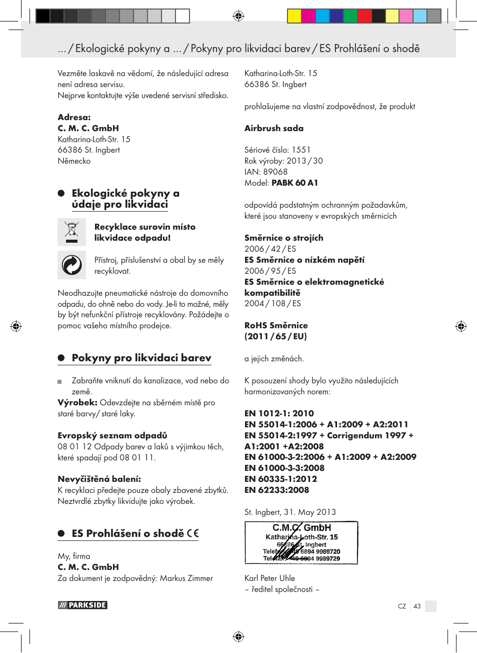Parkside PABK 60 A1 User Manual | Page 43 / 65
