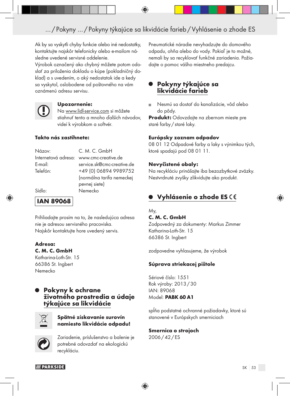 Parkside PABK 60 A1 User Manual | Page 53 / 65